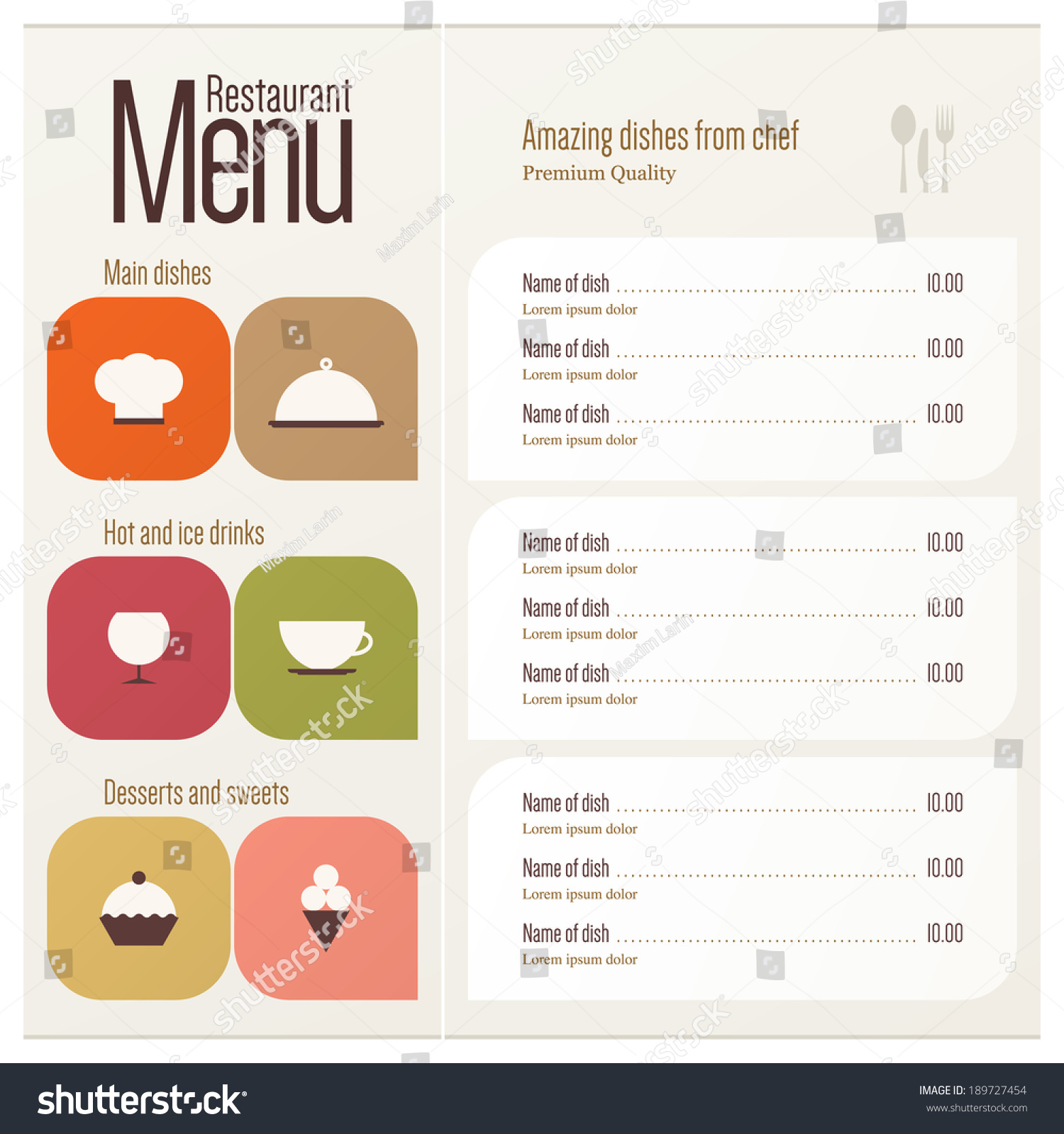 Restaurant Menu Design Stock Vector (Royalty Free) 189727454 | Shutterstock