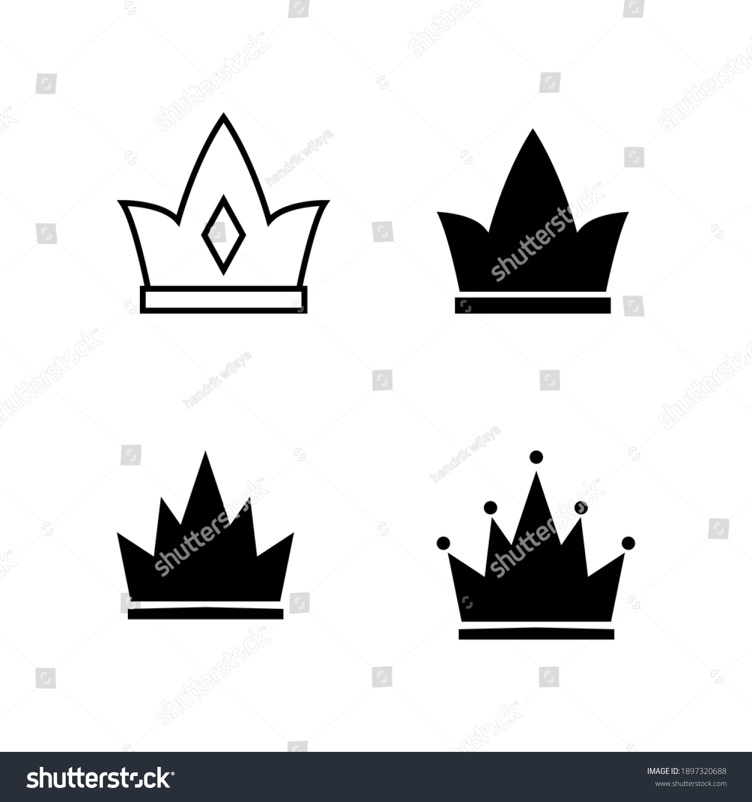 Crown Icon Set Crown Sign Collection Stock Vector (Royalty Free ...