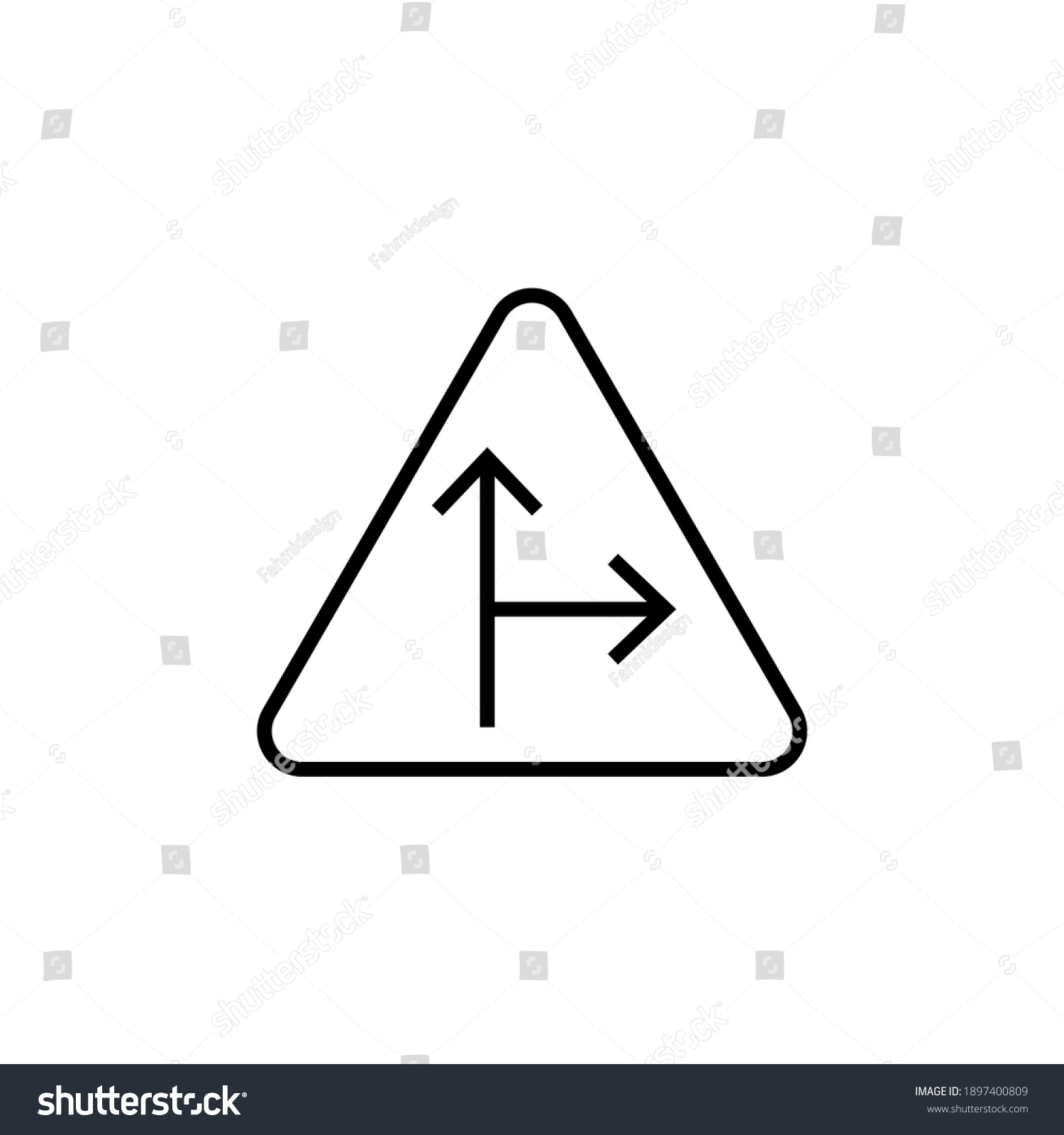 Lanes Merging Right Sign Flat Black Stock Vector (Royalty Free