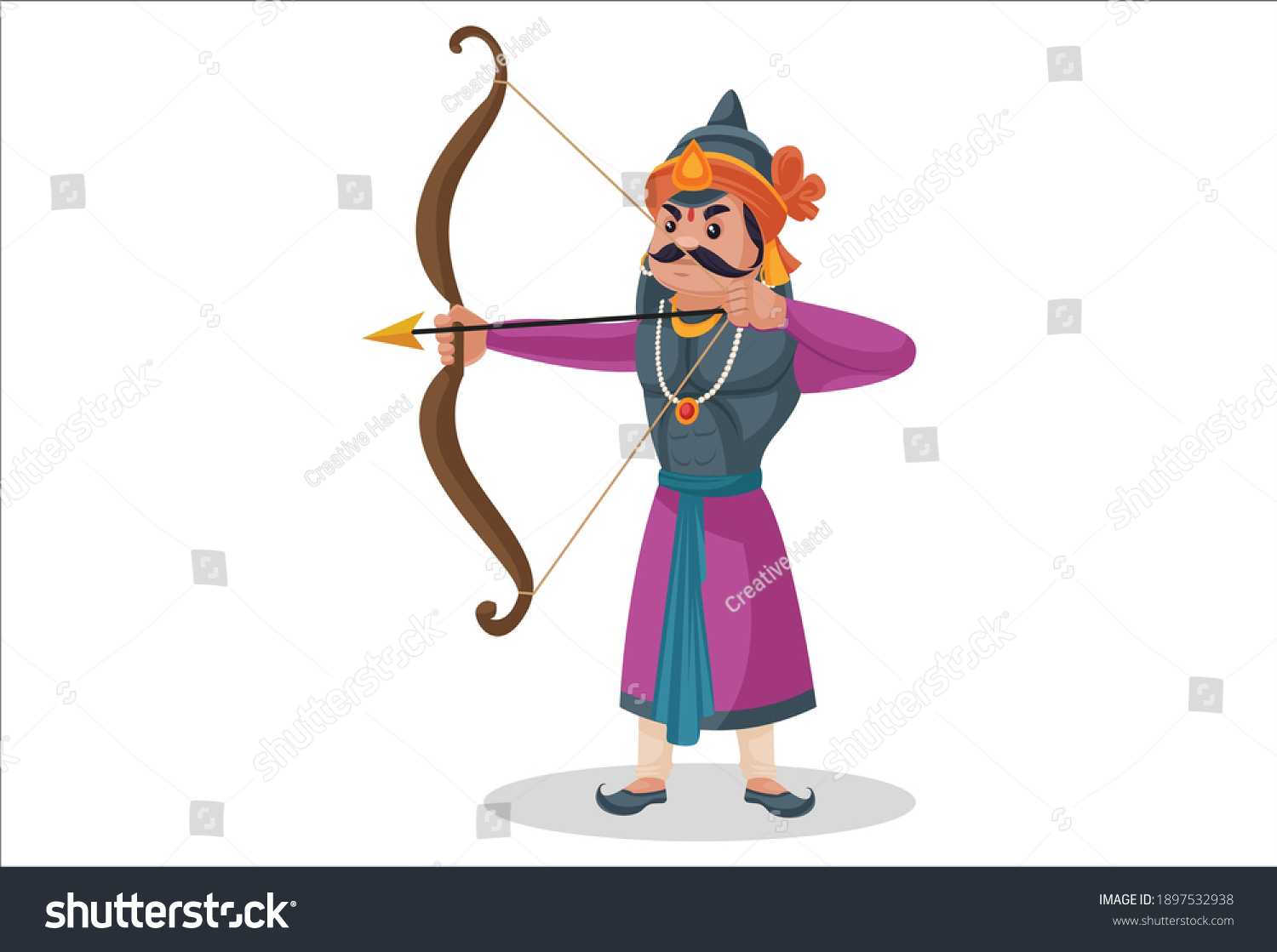 Maharana Pratap Attacking Bow Arrow Vector Stock Vector (Royalty Free ...