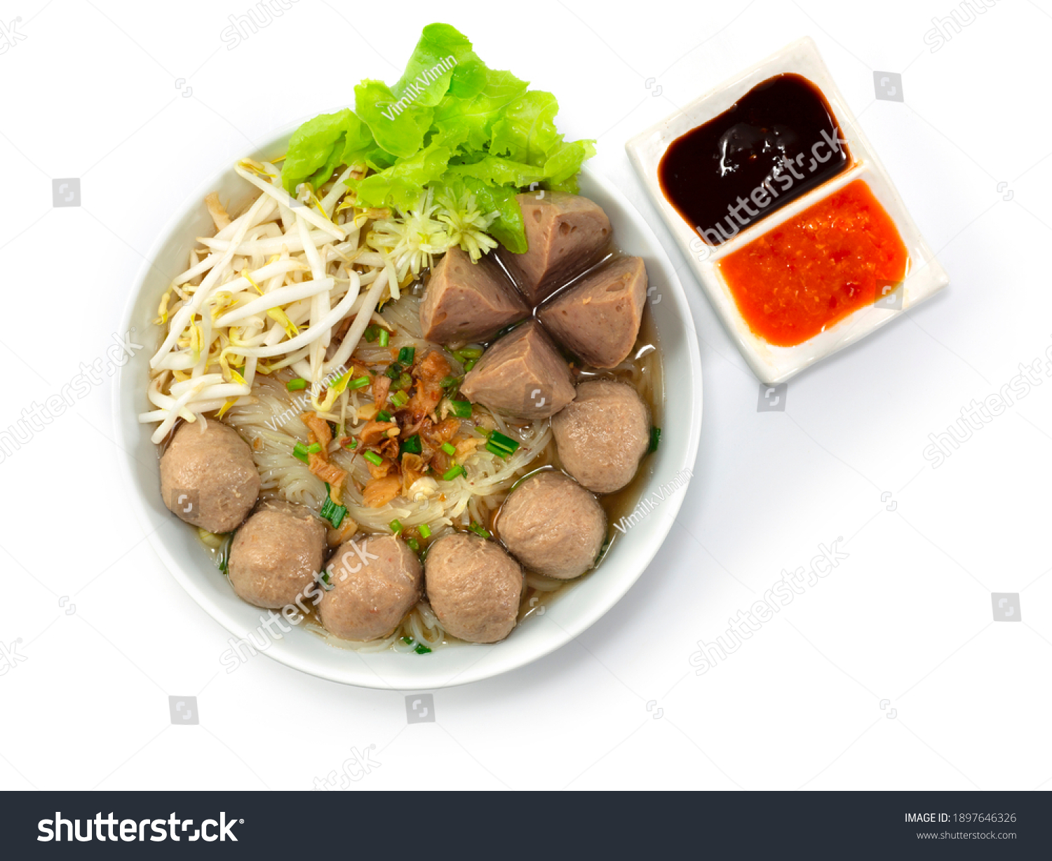 Bakso Meatballs Noodles Soup Served Chili Foto Stok 1897646326