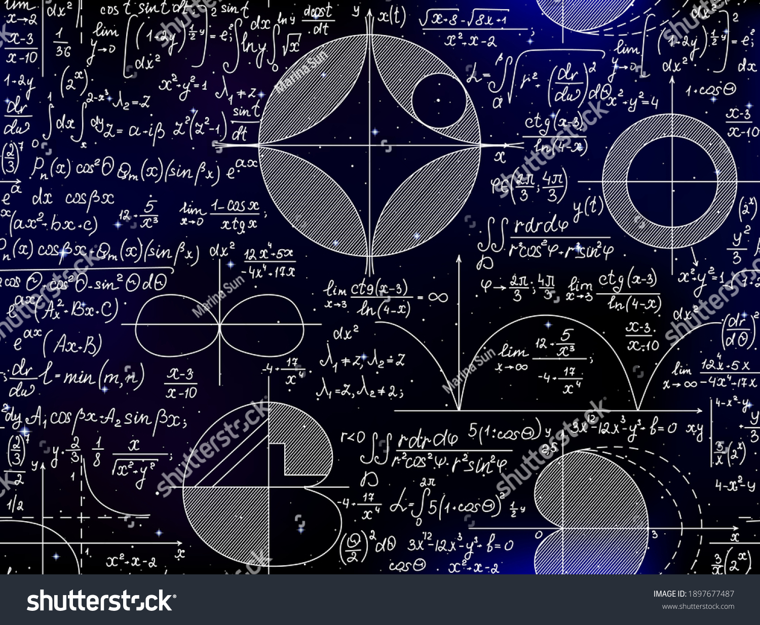 Science Vector Seamless Background Math Figures Stock Vector (Royalty