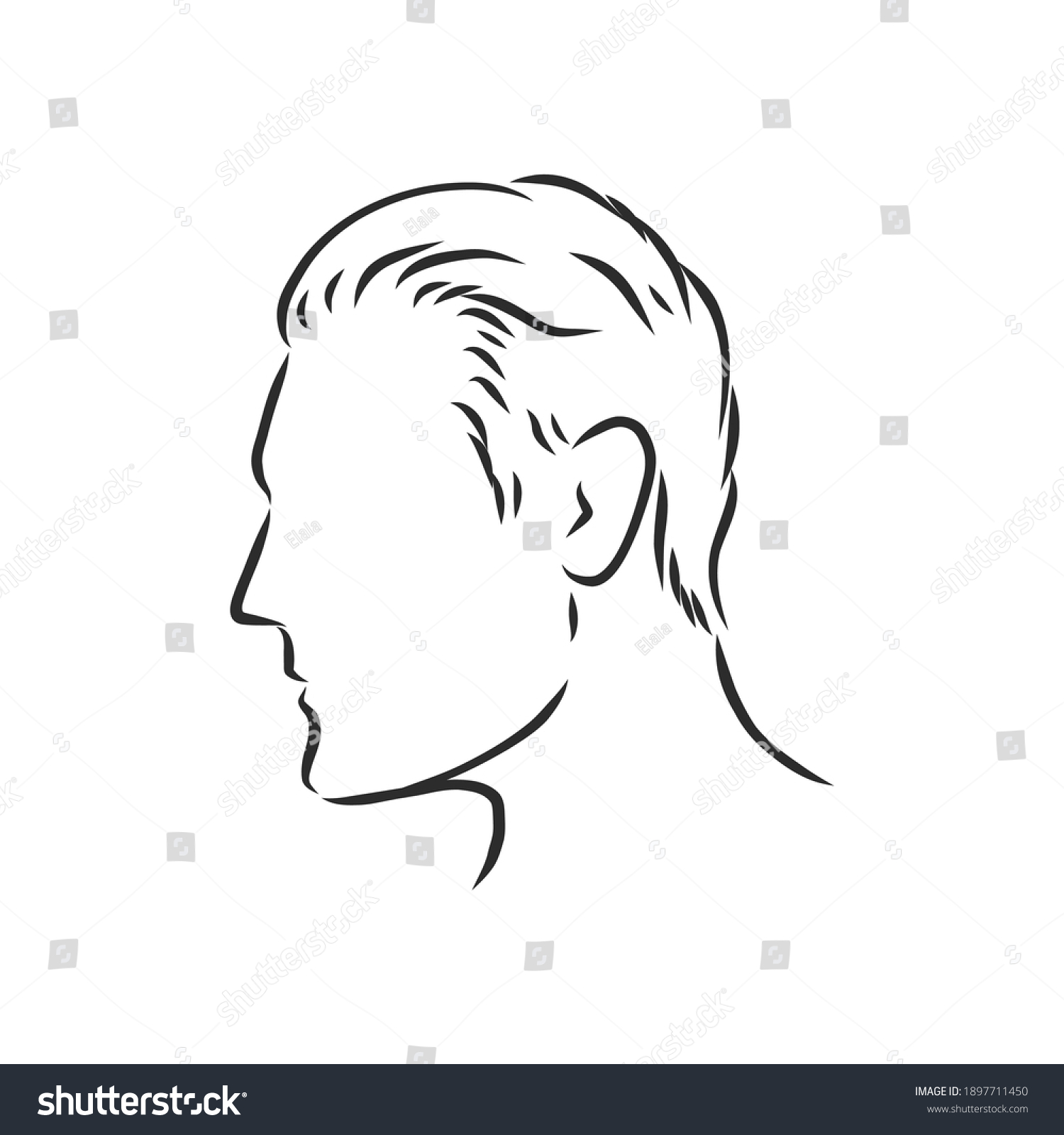 Outline Side Profile Human Male Head Stock Vector Royalty Free