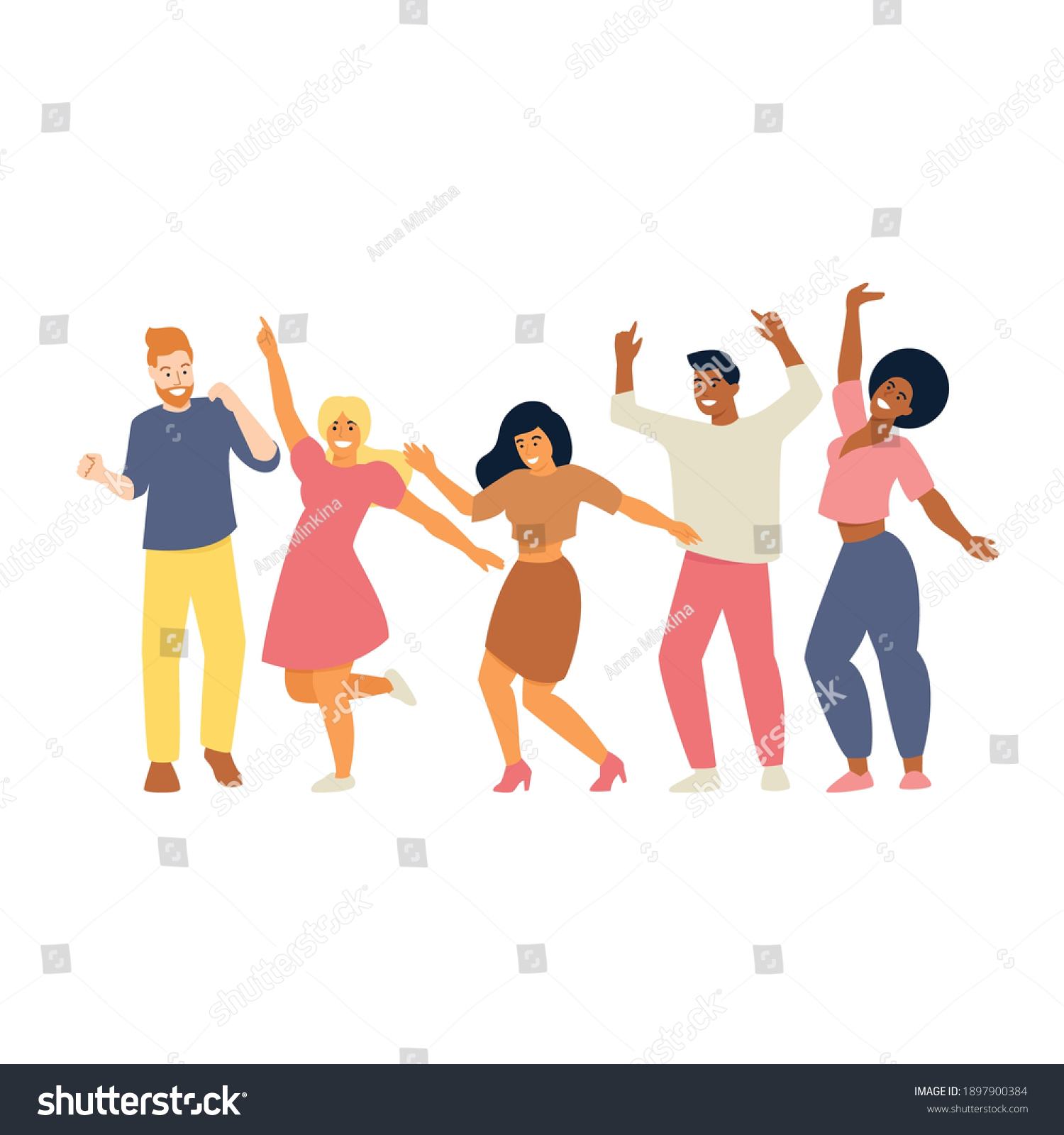 Dancing People Vector Illustration Flat Characters Stock Vector ...