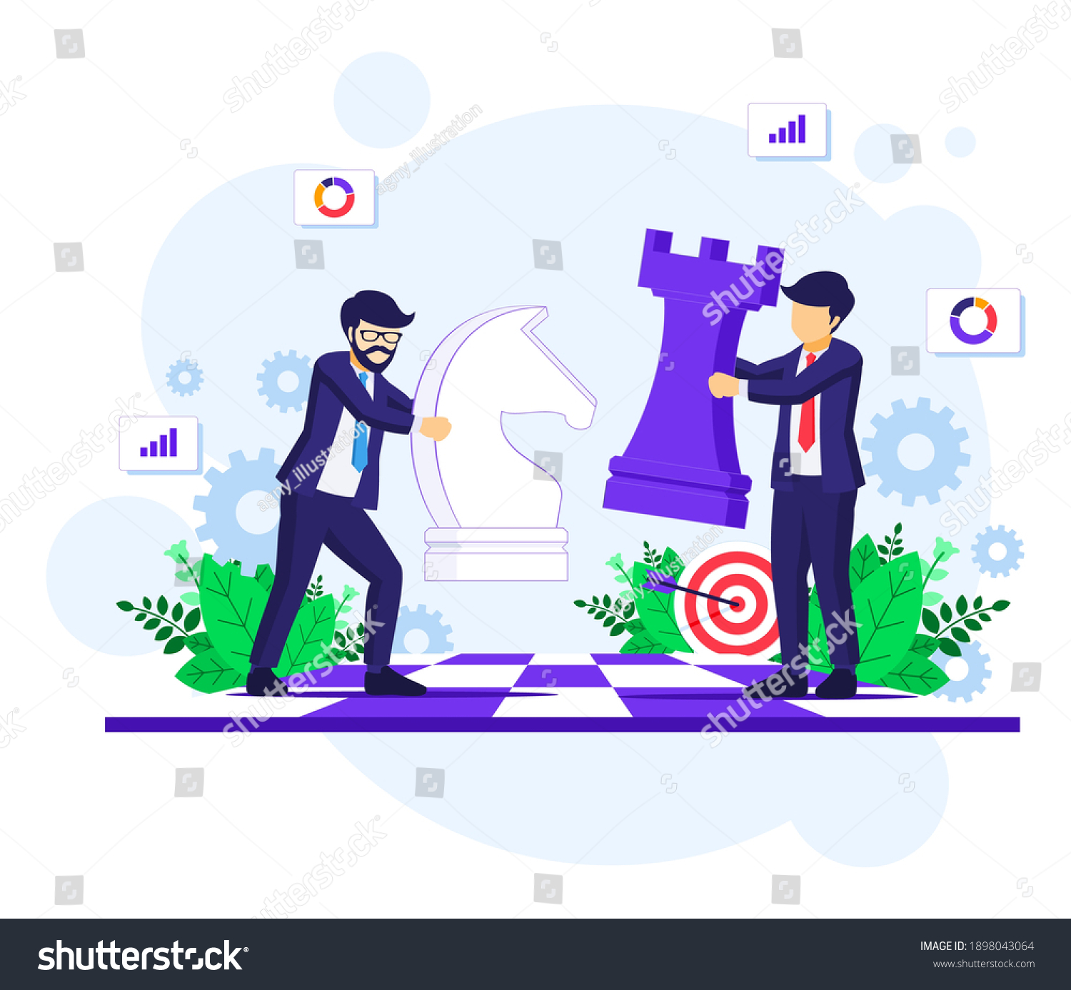 Business Strategy Concept Businessmen Moving Chess Stock Vector ...