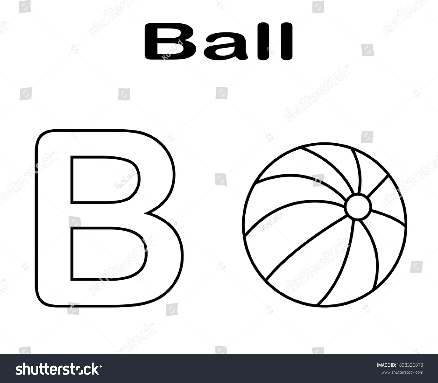 Kids Colouring Drawing Alphabet B Ball Stock Illustration 1898326873 