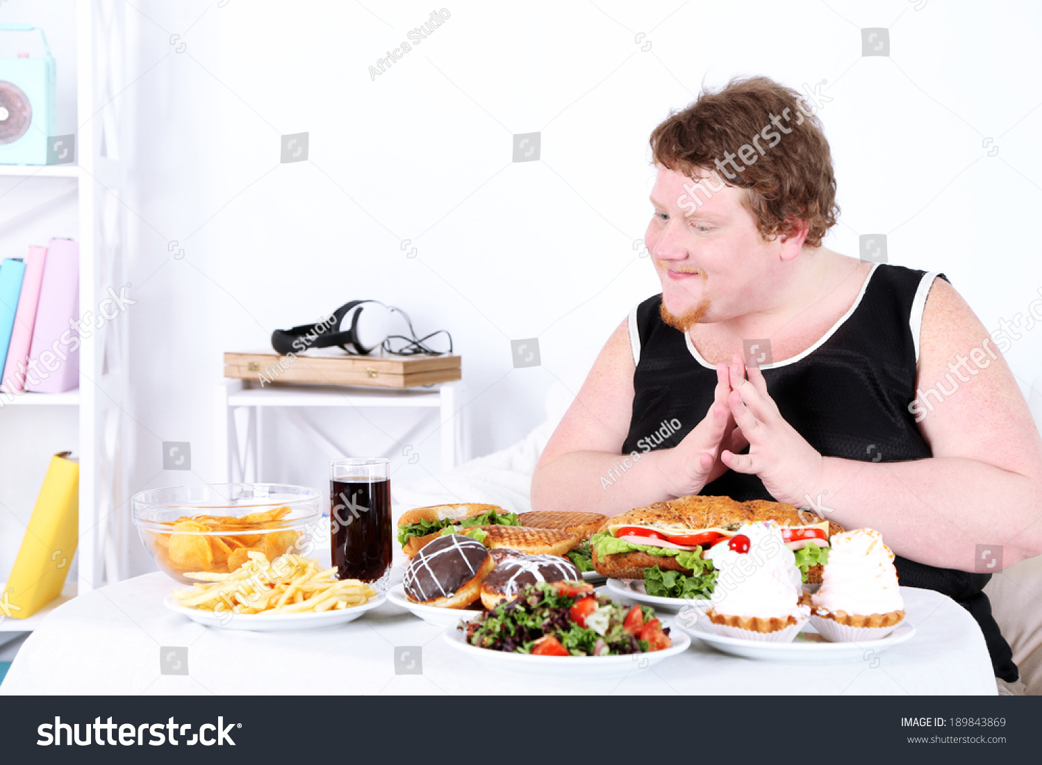 Fat Man Has Big Lunch On Stock Photo 189843869 | Shutterstock