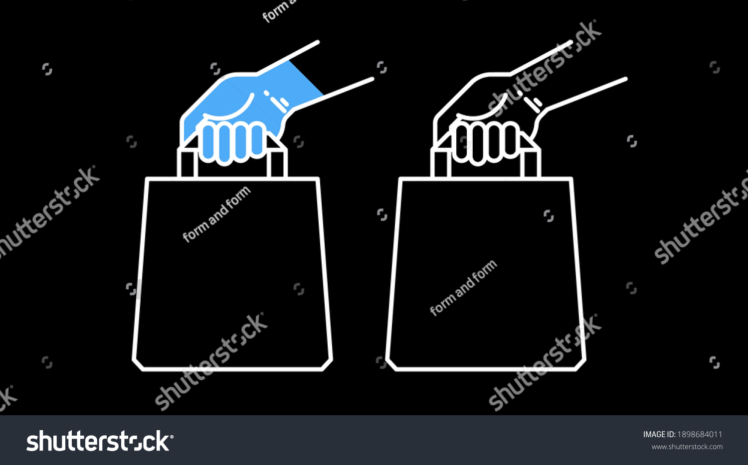 Food Delivery Paper Bag Hand Icon Stock Vector (Royalty Free ...