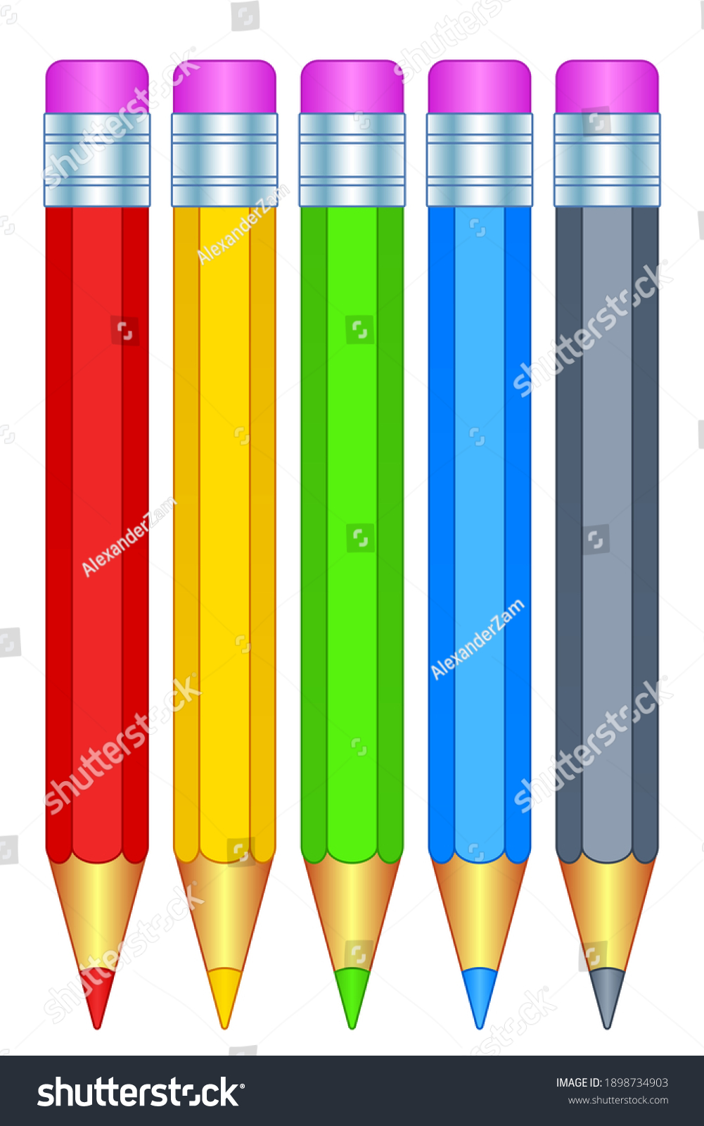 Illustration Color Pencil Icon Set Stock Illustration 1898734903 