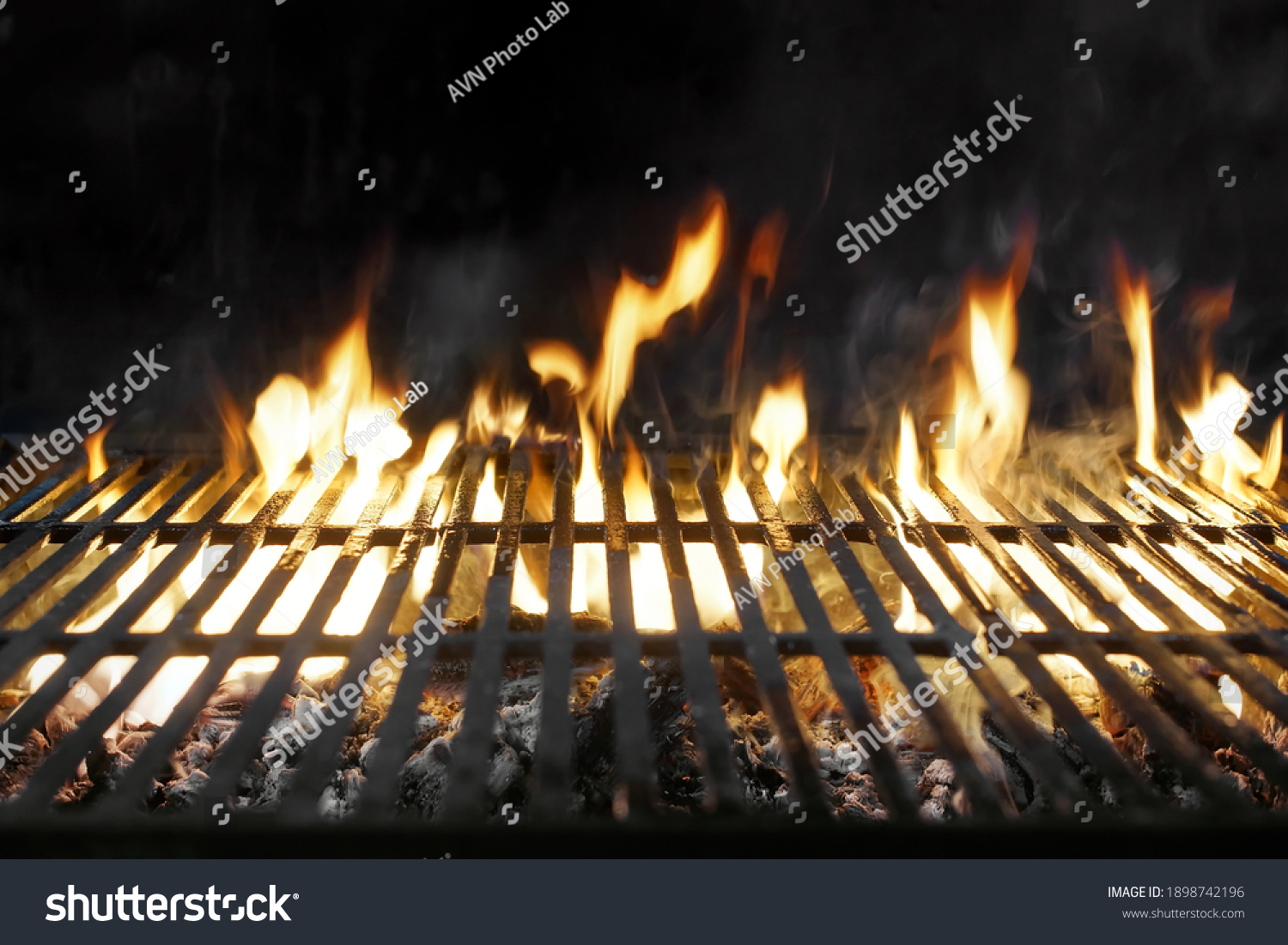 Bbq Flaming Grill Isolated Background Barbecue Stock Photo 1898742196 ...