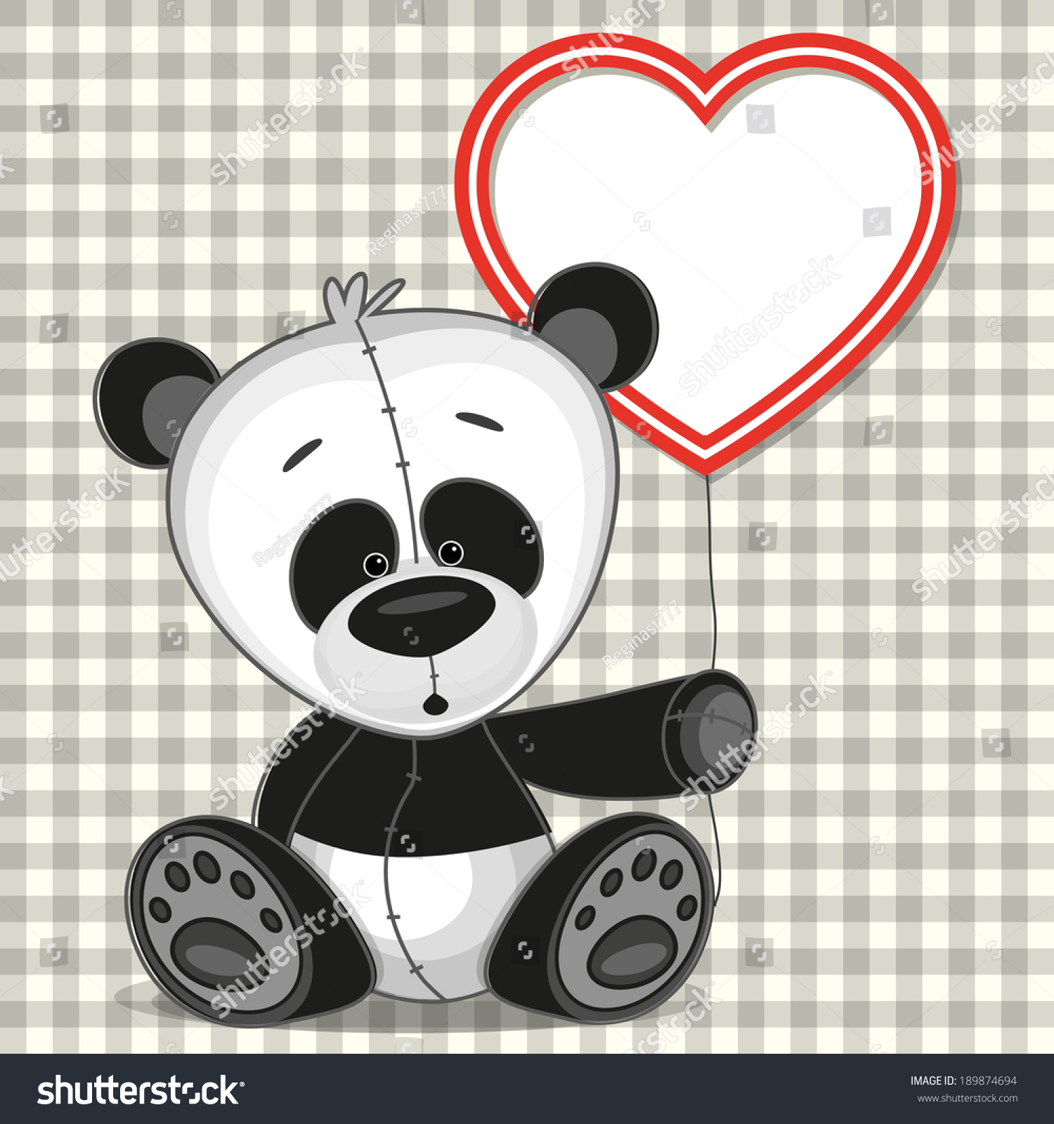 Панда с сердцем рисунок