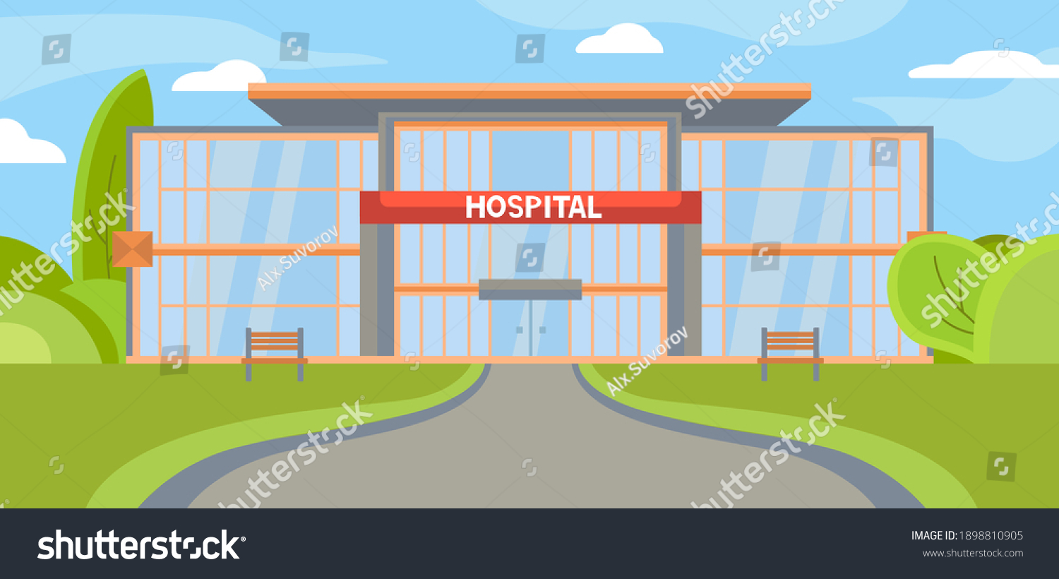 Hospital Outside City Clinic Treatment Entrance Stock Vector (Royalty ...