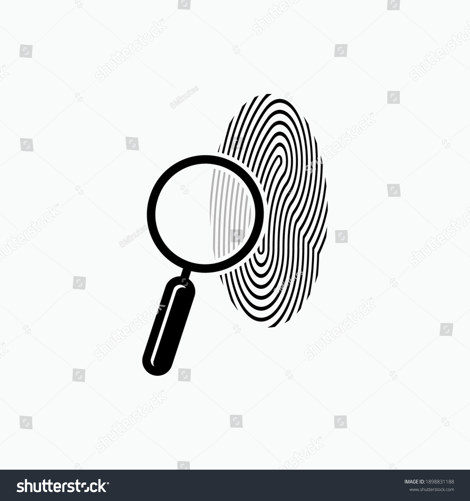 Identification Icon Finger Print Magnifier Symbol Stock Vector (Royalty ...