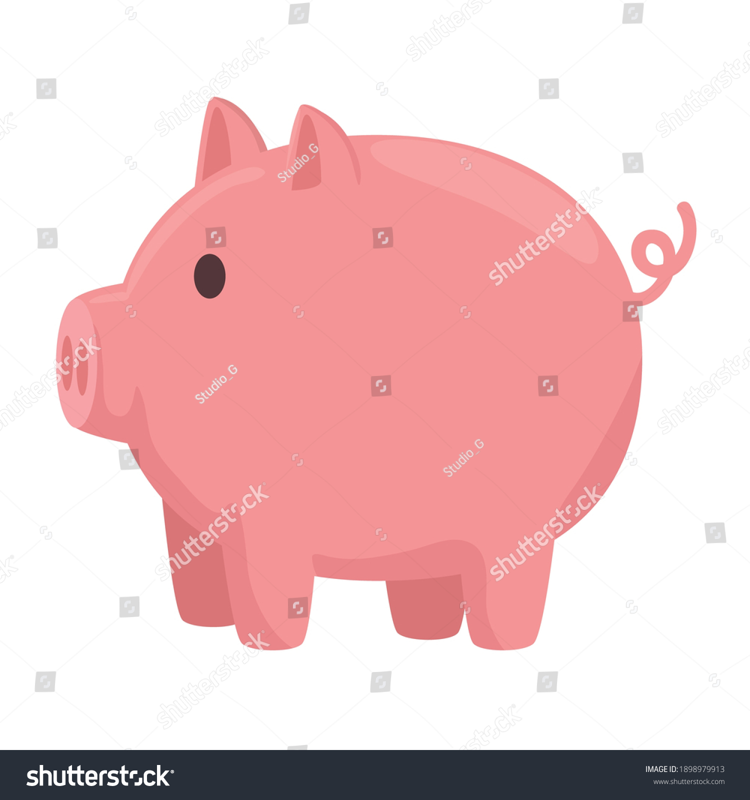 cute piggy bank side view