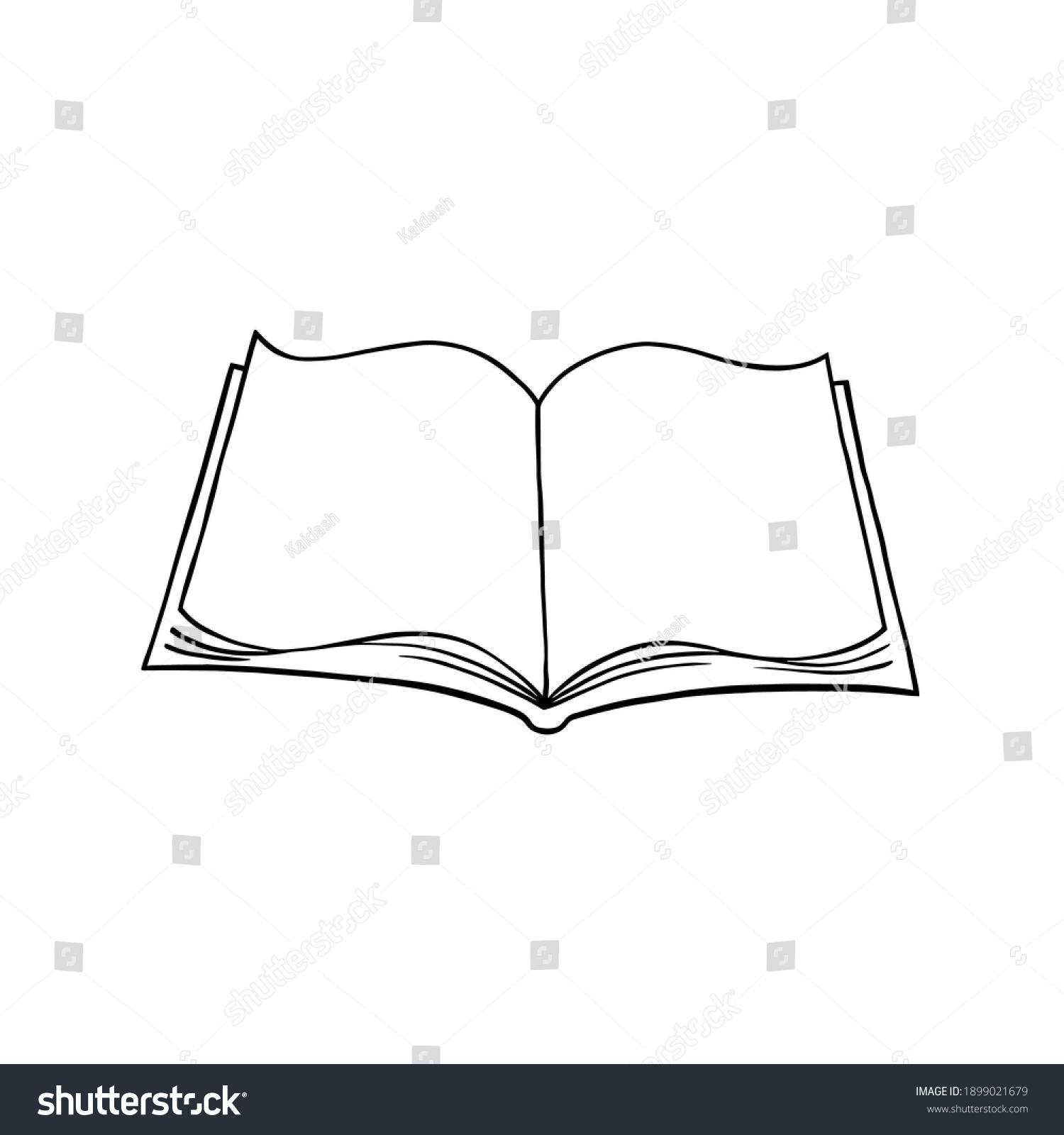 Open Book Hand Draw Line Art Stock Vector (Royalty Free) 1899021679 ...