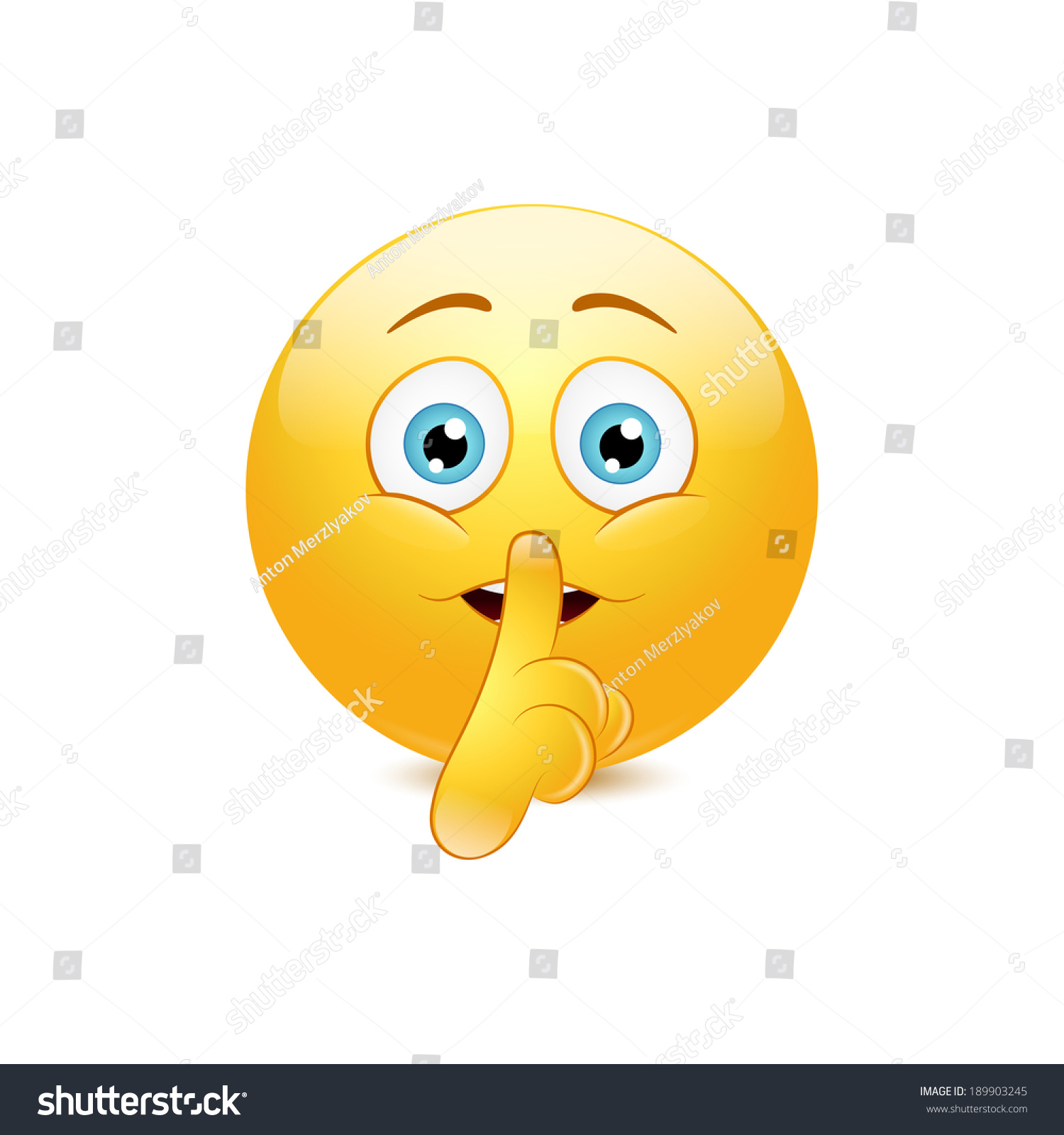 Hush Emoticon Vector Stock Vector (Royalty Free) 189903245 | Shutterstock