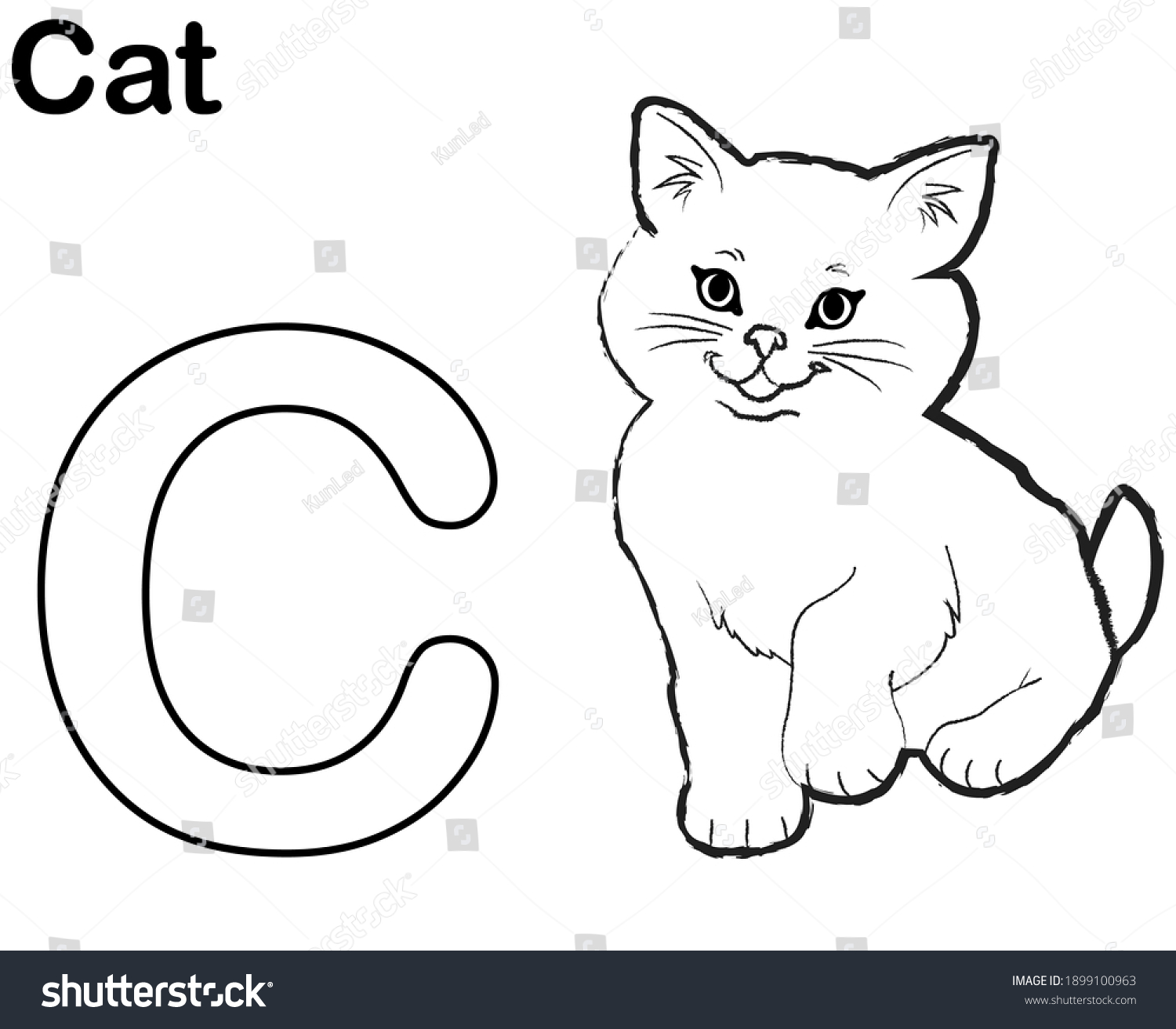 Kids Coloring Alphabet C Cat Stock Illustration 1899100963 | Shutterstock