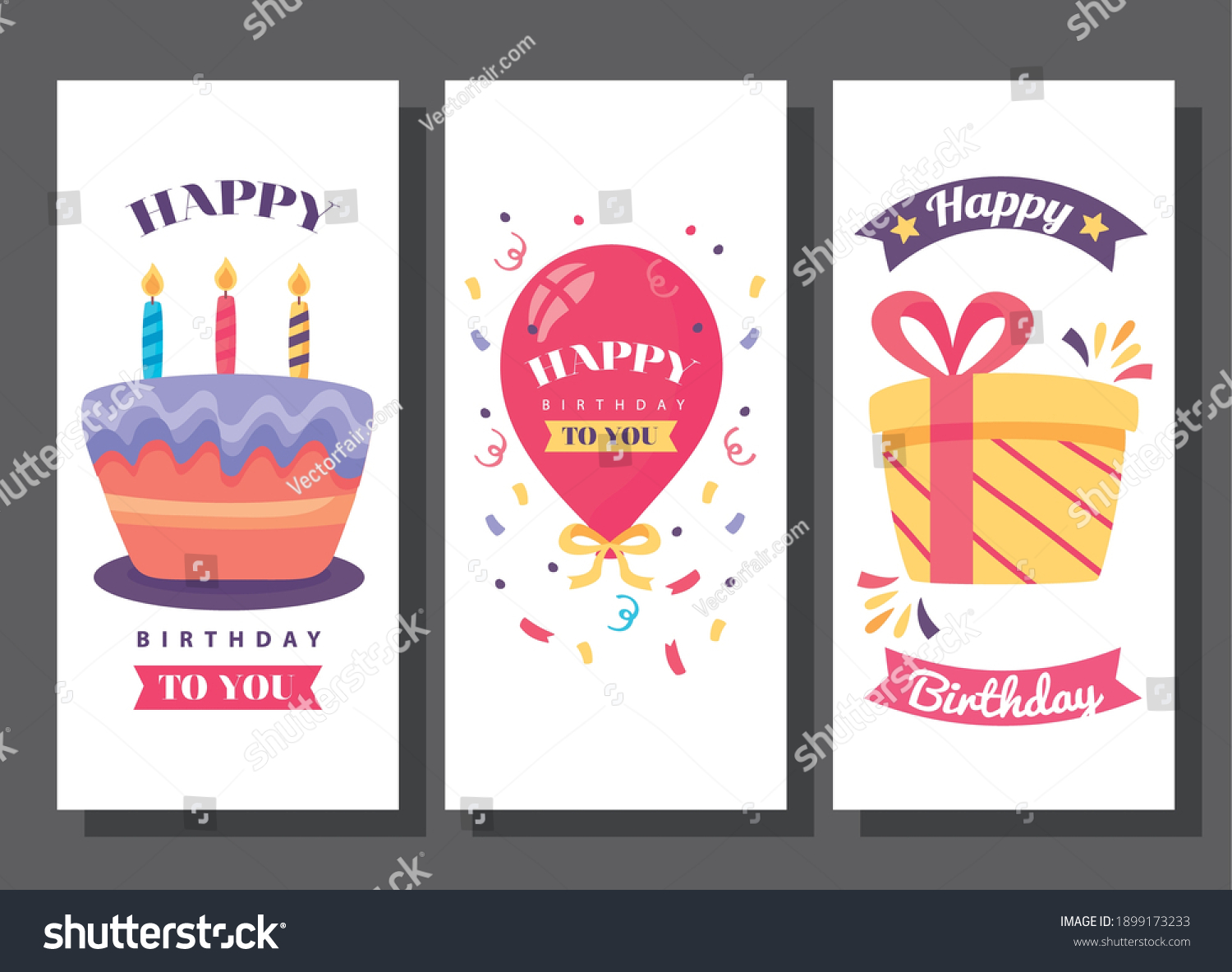 Happy Birthday Banners Cute Decoration Vector Stock Vector (Royalty ...