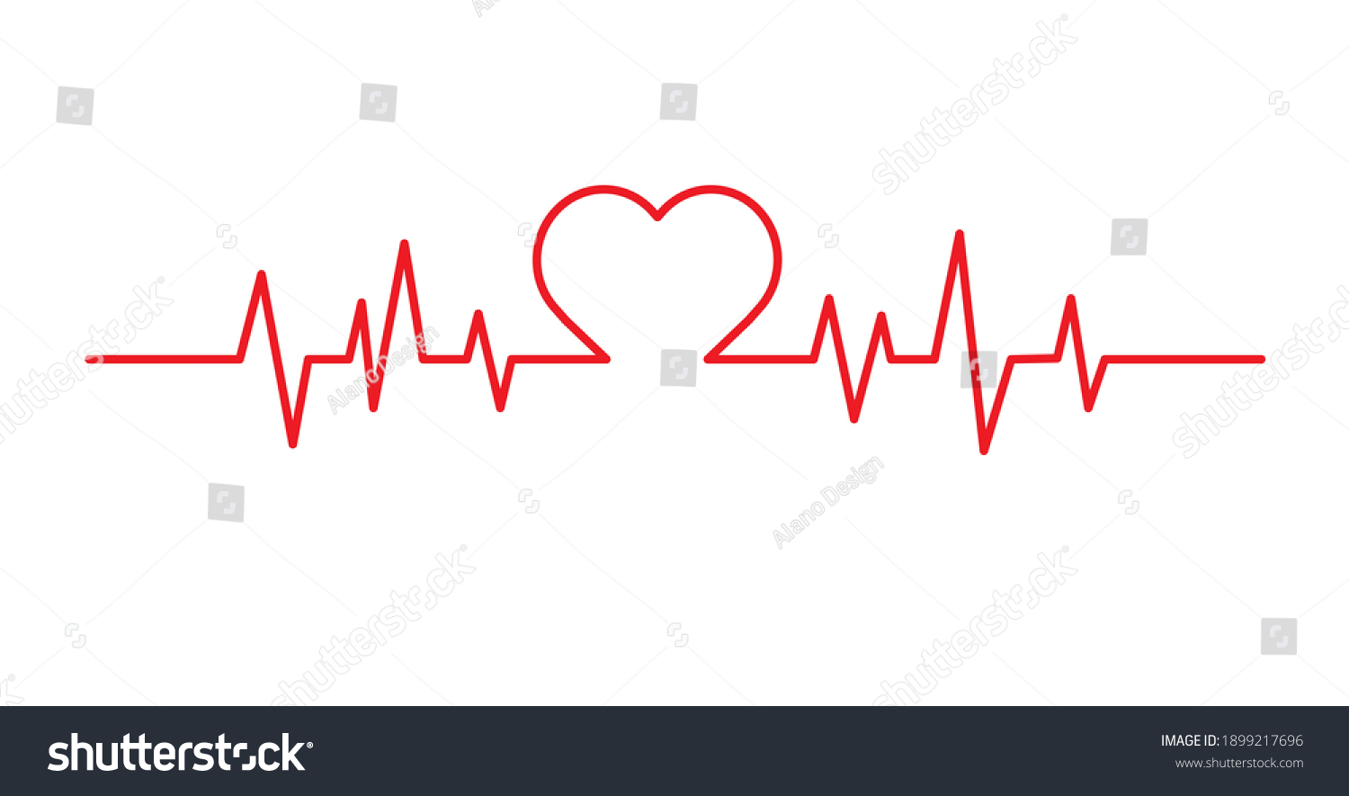 Red Heartbeat Line Icon On White Stock Vector (Royalty Free) 1899217696 ...