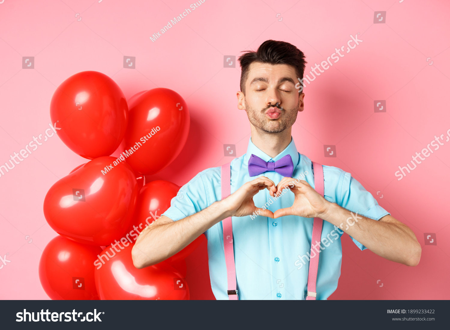 Valentines Day Concept Passionate Guy Showing Stock Photo 1899233422 ...