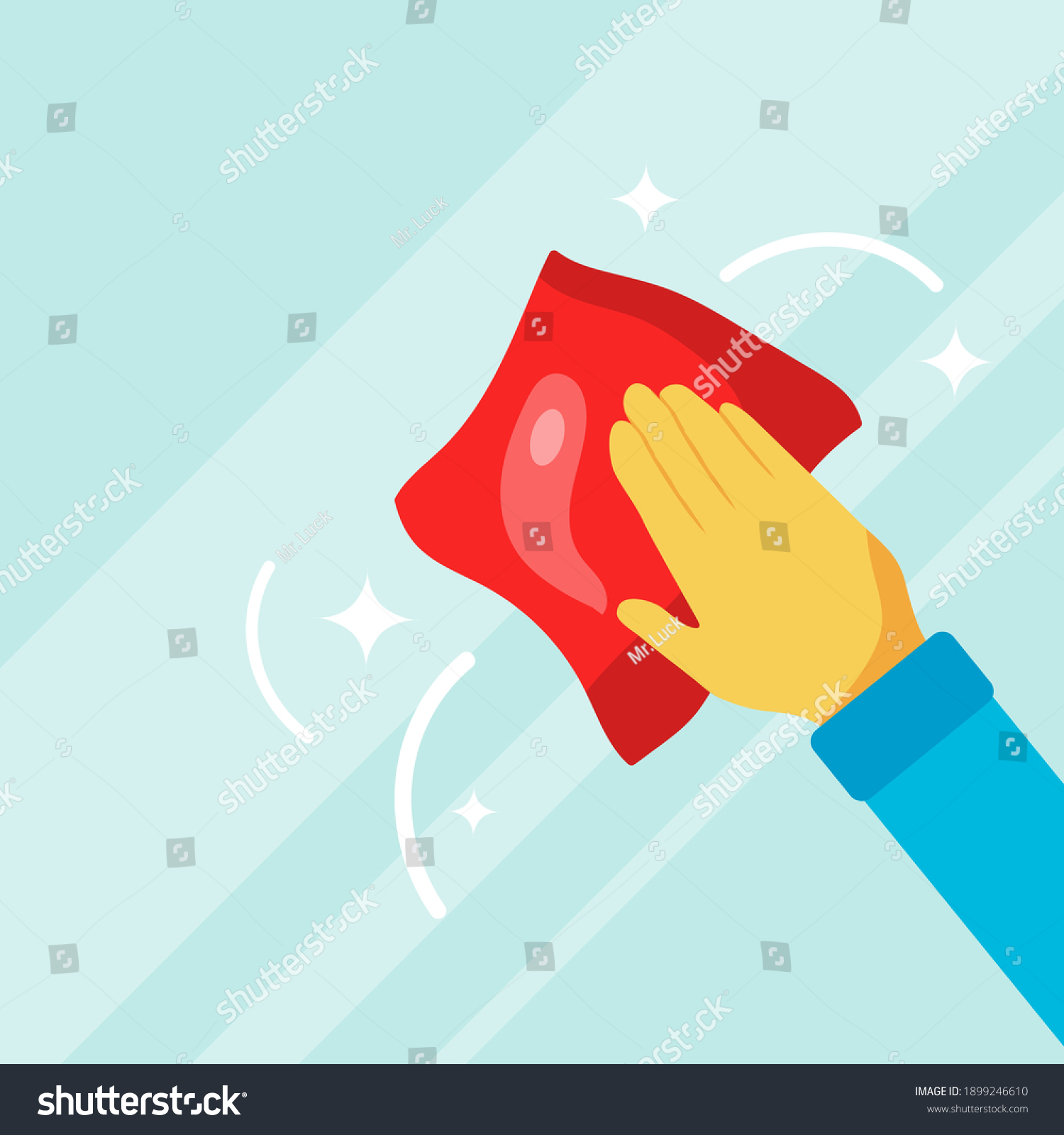 Hand Rag Washes Glass Wipe Down Stock Vector (Royalty Free) 1899246610 ...