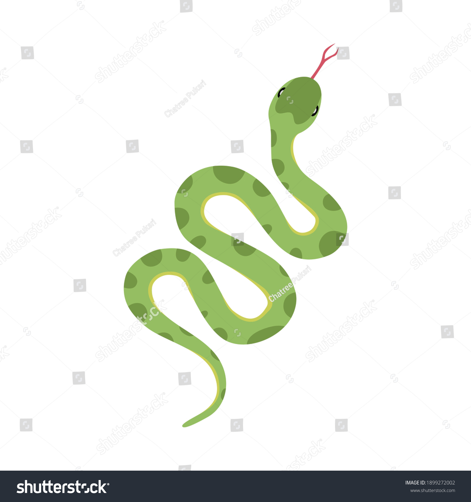 Vector Green Snake Slithering Action Tongue Stock Vector (Royalty Free ...