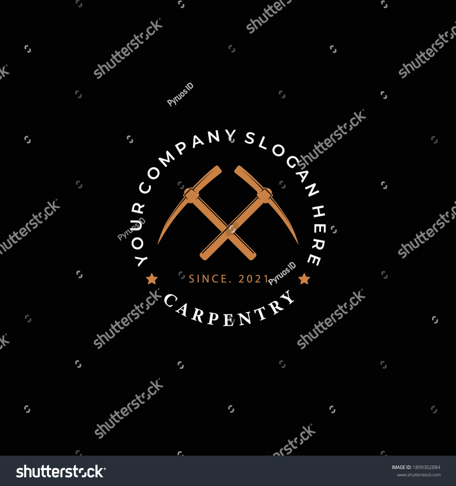 Emblem Pickax Logo Vector Silhouette Badge Stock Vector (Royalty Free ...