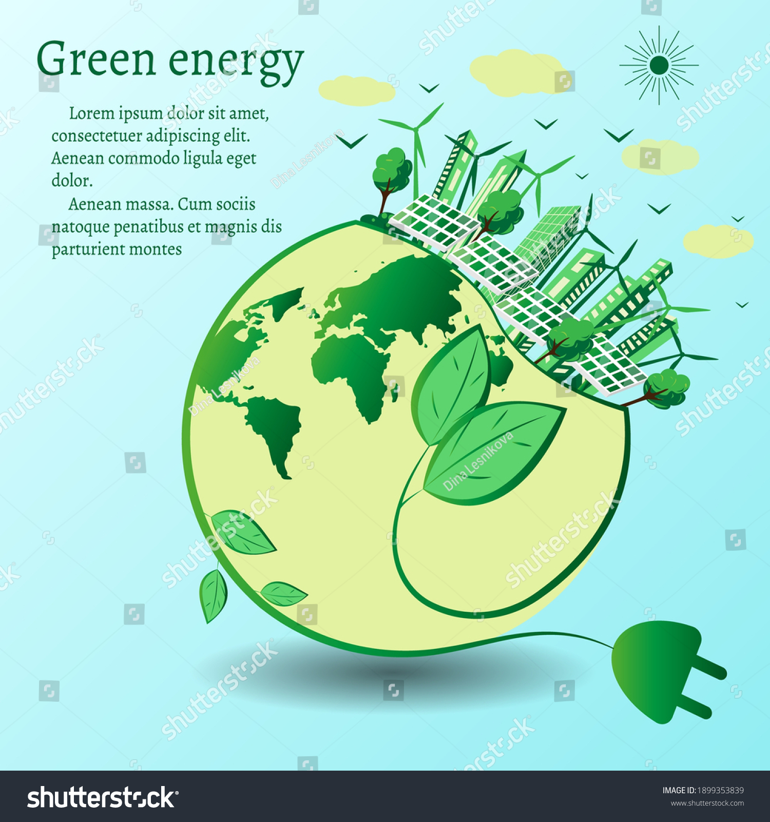 Concept Green Energy Around World Wind Stock Vector (royalty Free 