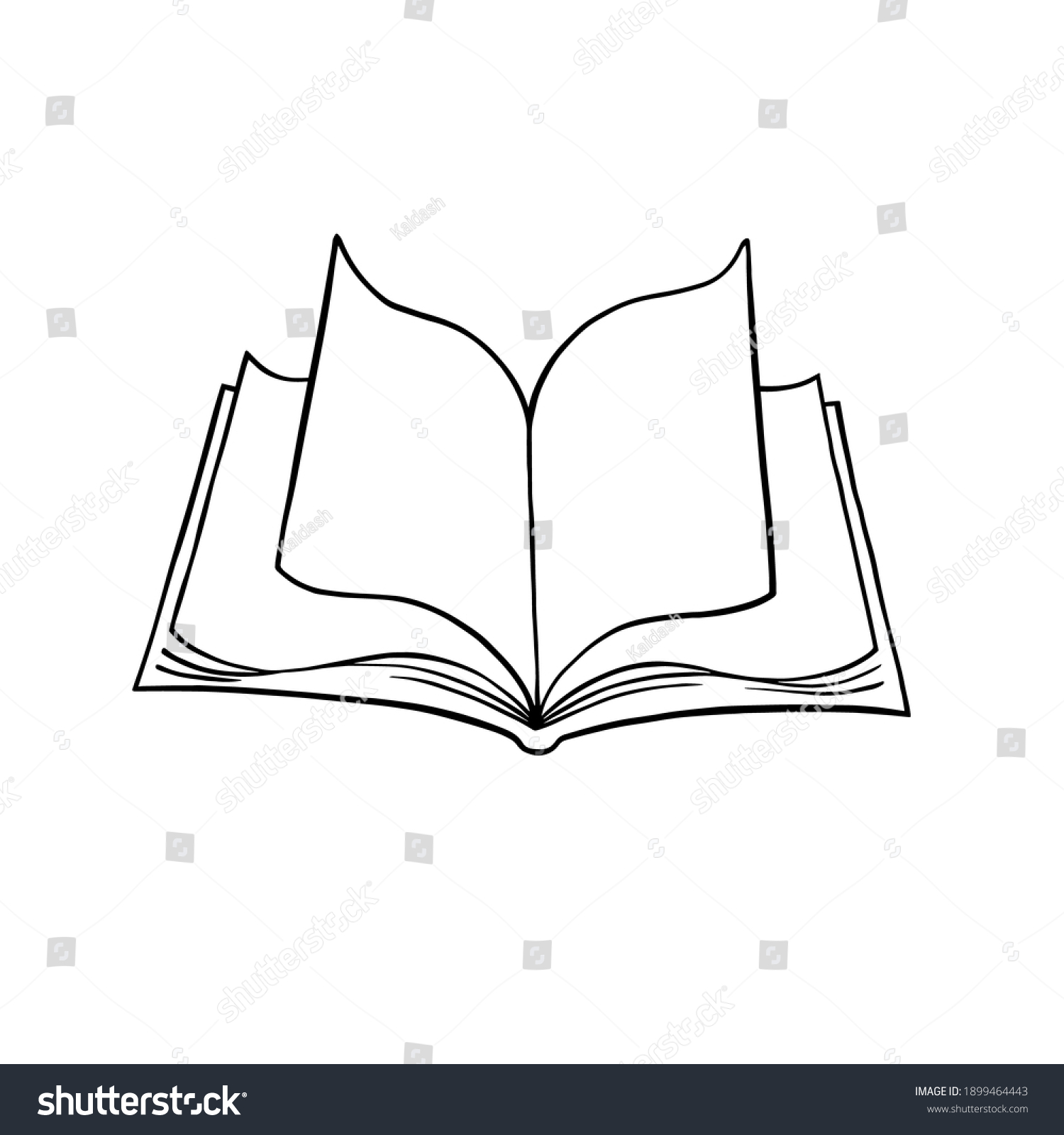 Open Book Hand Draw Line Art Stock Vector (Royalty Free) 1899464443 ...