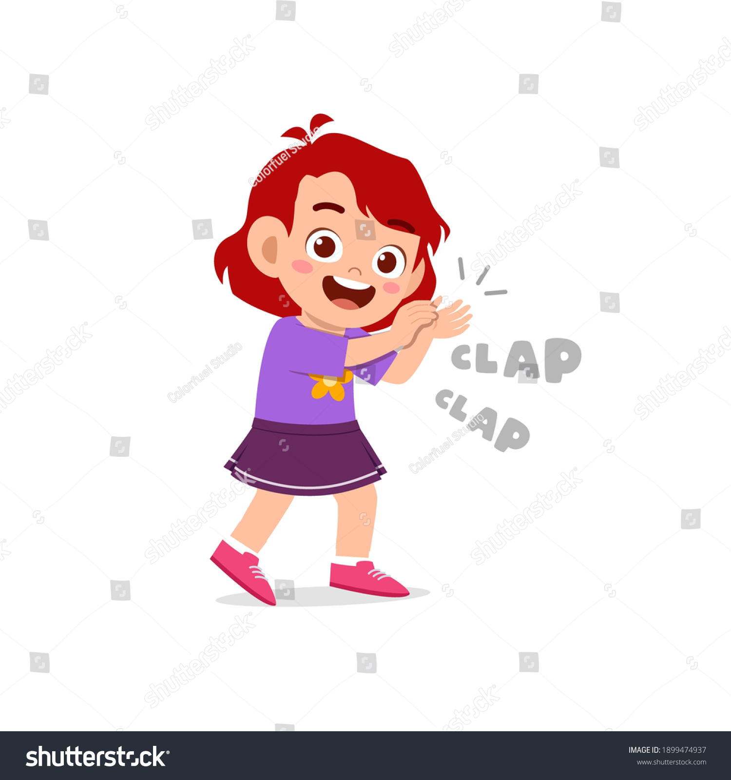 Happy Cute Little Kid Girl Standing Stock Vector (Royalty Free ...