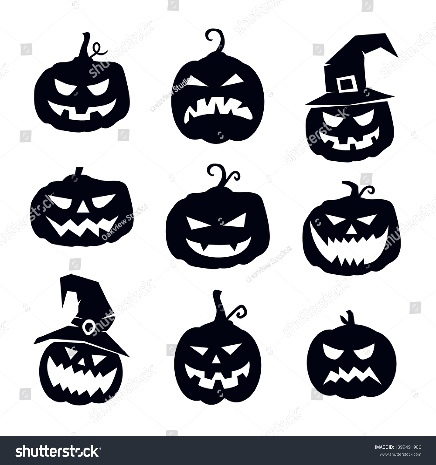 Set Pumpkins Scary Halloween Vectors Stock Vector (Royalty Free ...