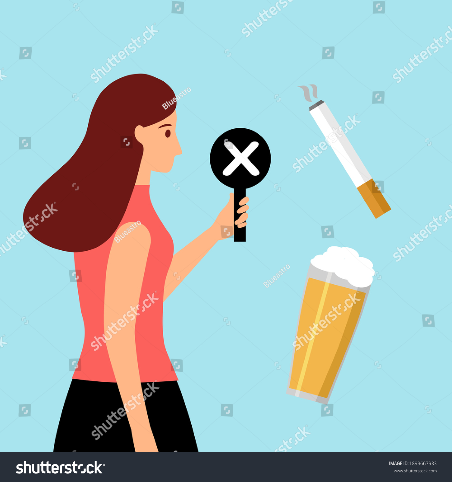 Stop Smoking Drinking Alcohol Habits Concept Stock Vector (Royalty Free ...