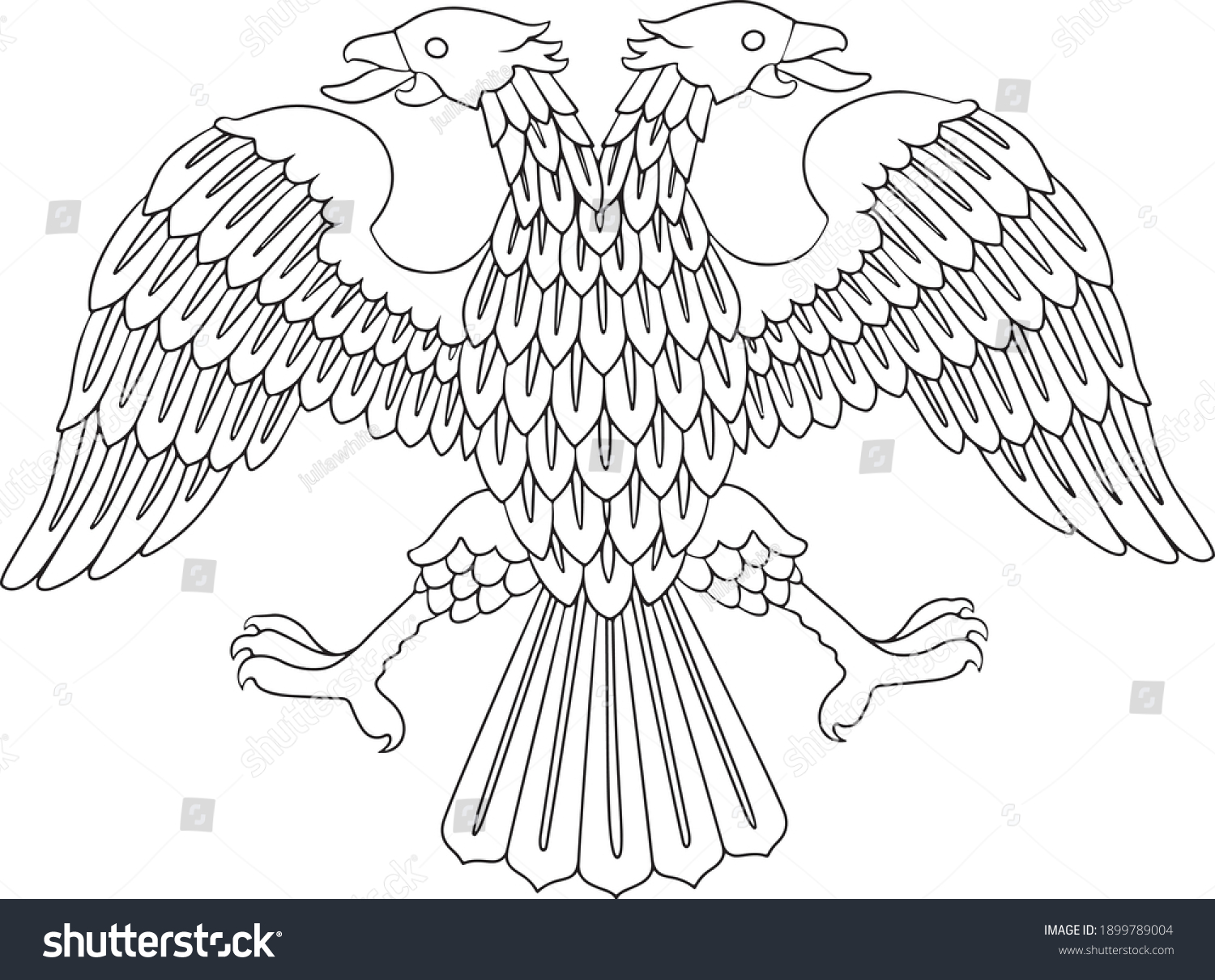 Doubleheaded Eagle Spread Wings Emblem Symbol Stock Vector (Royalty ...