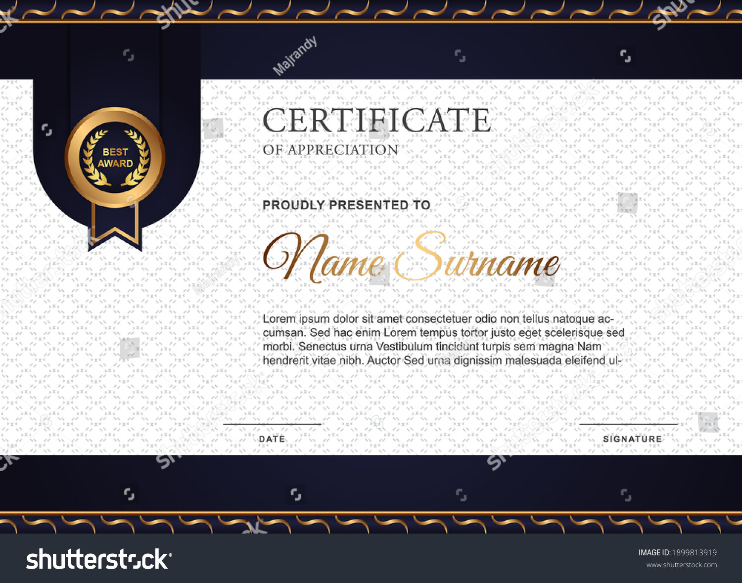 Certificate Diploma Achievement Border Design Templates Stock Vector ...