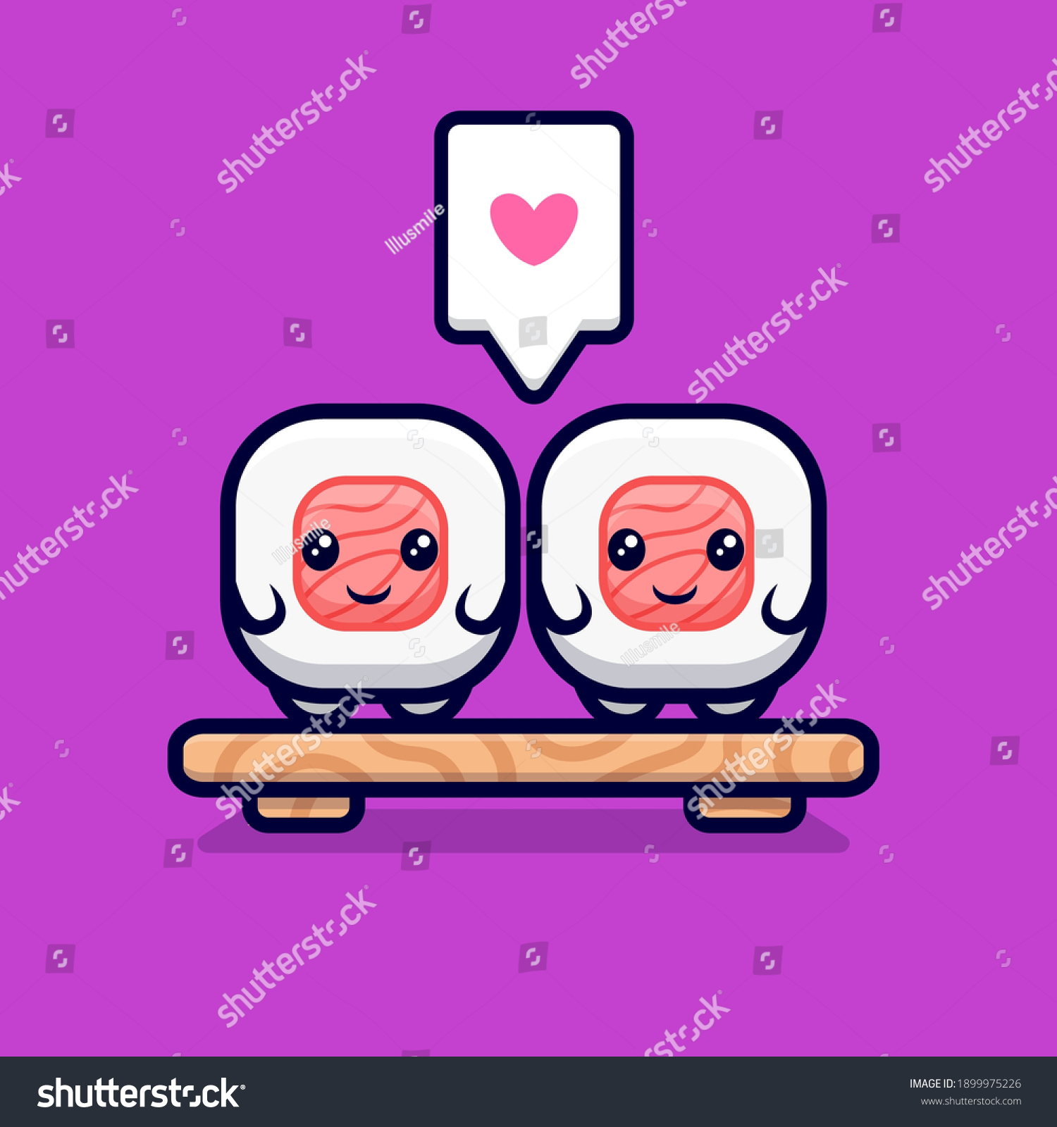 Cute Sushi Roll Couple Fall Love Stock Vector Royalty Free 1899975226