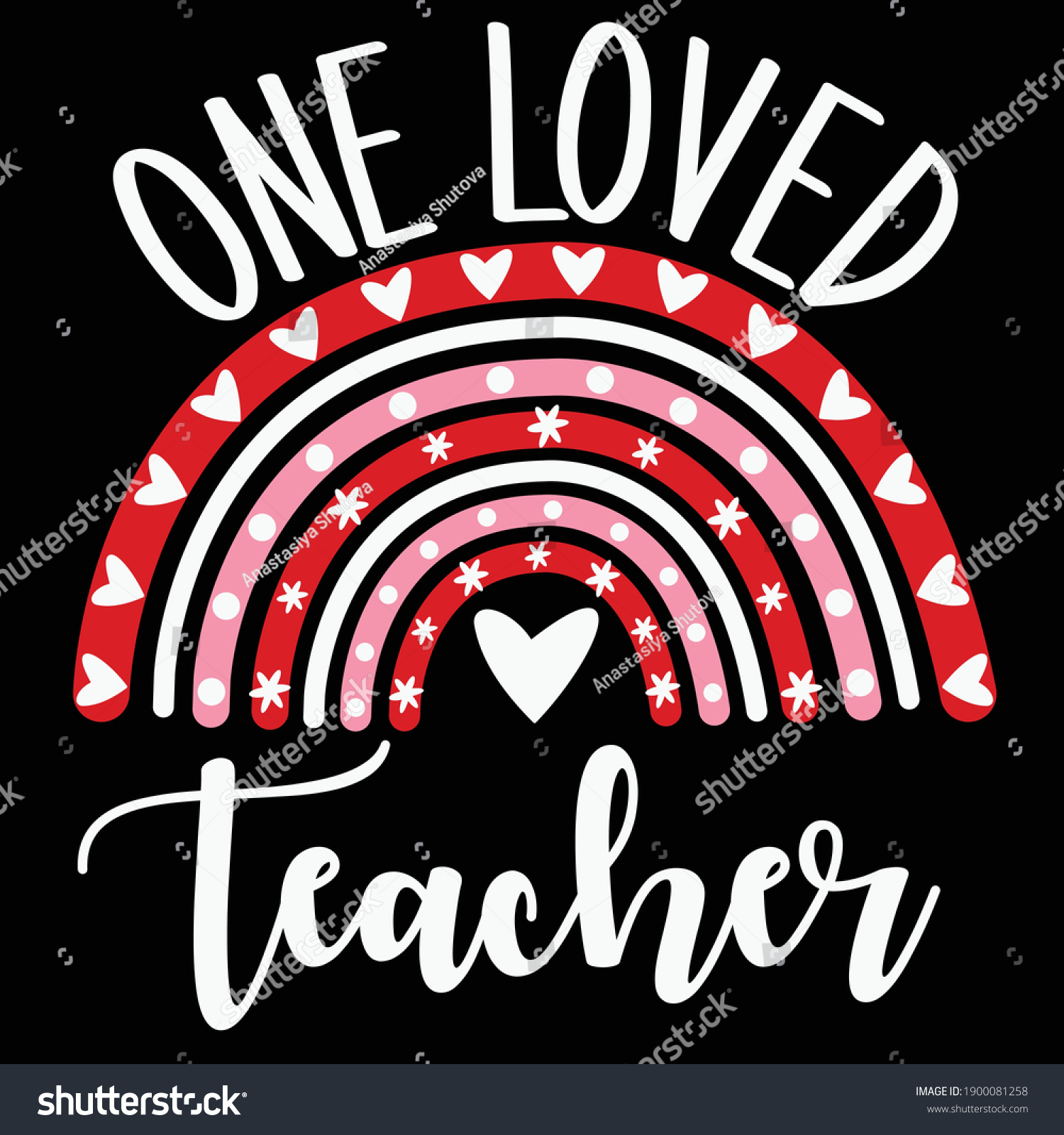 One Loved Teacher Cut File Modern Stock Vector (Royalty Free ...