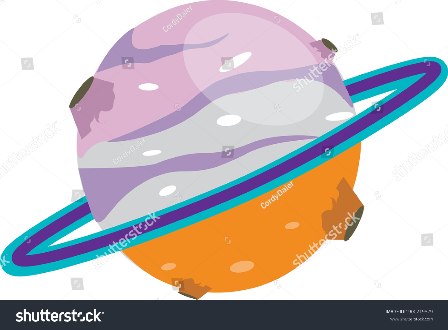 Saturn Cartoon Solar System Planet Vector Stock Vector (Royalty Free ...