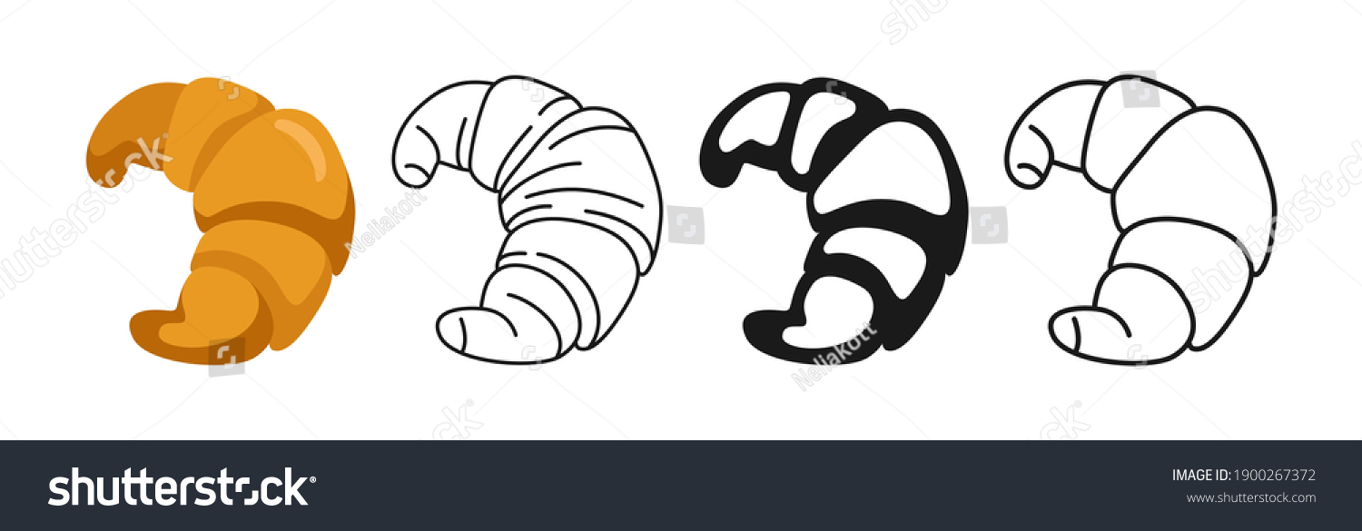 Croissant Icon Bread Line Black Glyph Stock Vector (Royalty Free ...