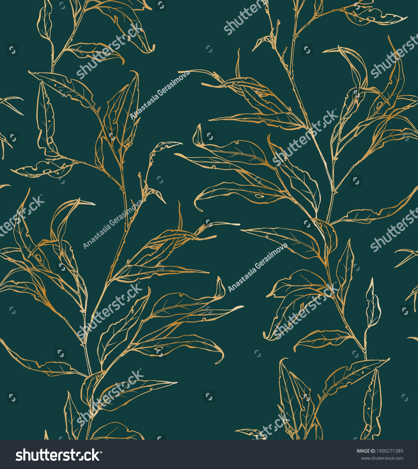 Luxury Golden Wallpaper Art Deco Pattern Stock Vector (Royalty Free