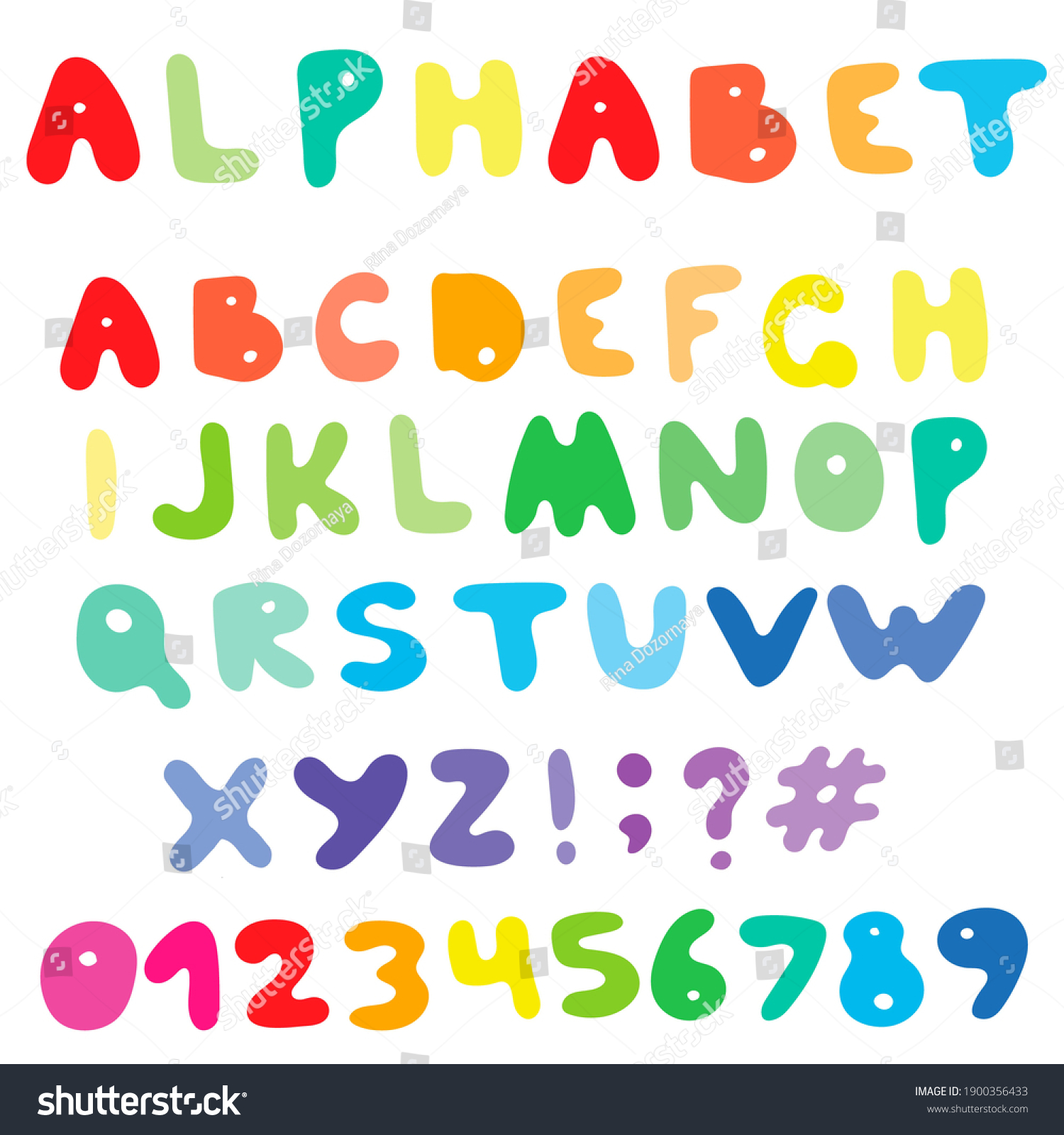 Isolated Hand Drawn Colores Alphabet Stock Illustration 1900356433 ...