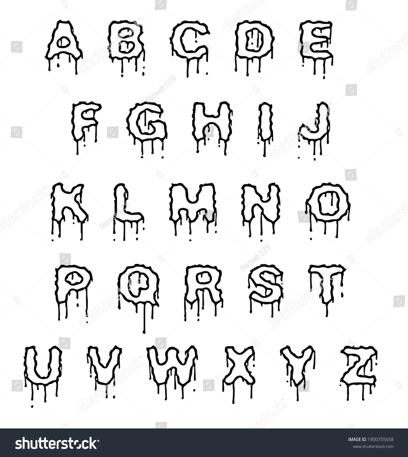 Abcd Latter Black White Stock Illustration 1900755658 | Shutterstock