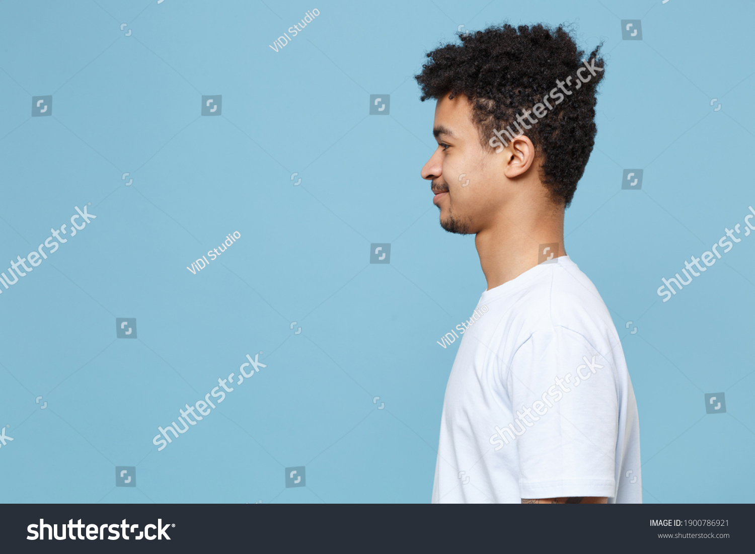 Side View Smiling Young African American Stock Photo 1900786921 