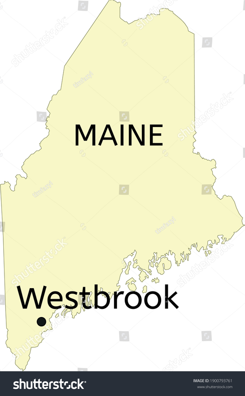 Westbrook City Location On Maine Map Stock Vector (Royalty Free ...