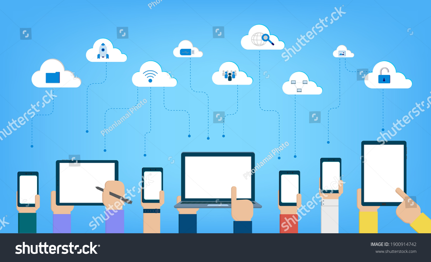 Cloud Computing Technology Icons Devices On Stock Vector Royalty Free 1900914742 Shutterstock 2063