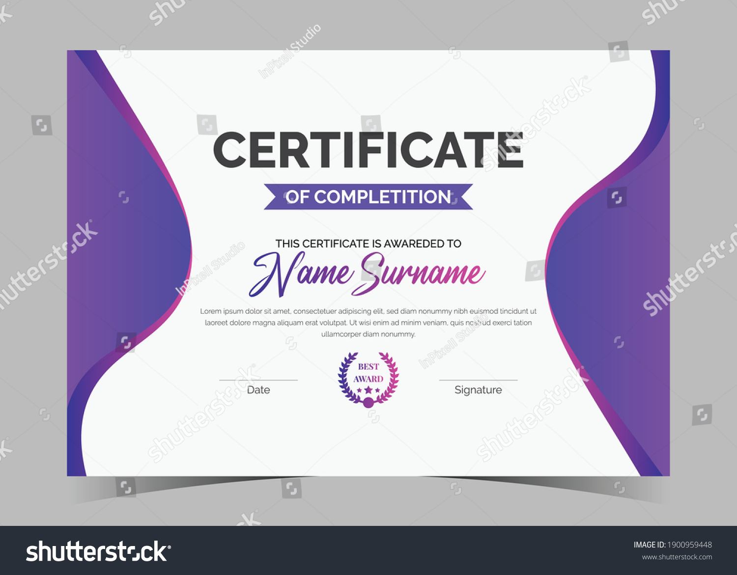 Certificate Appreciation Template Certificate Achievement Awards Stock ...