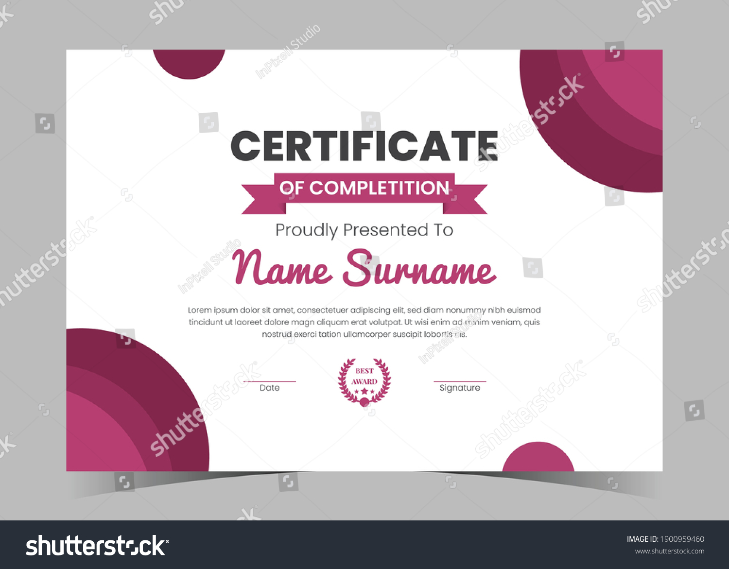 Certificate Appreciation Template Certificate Achievement Awards Stock ...