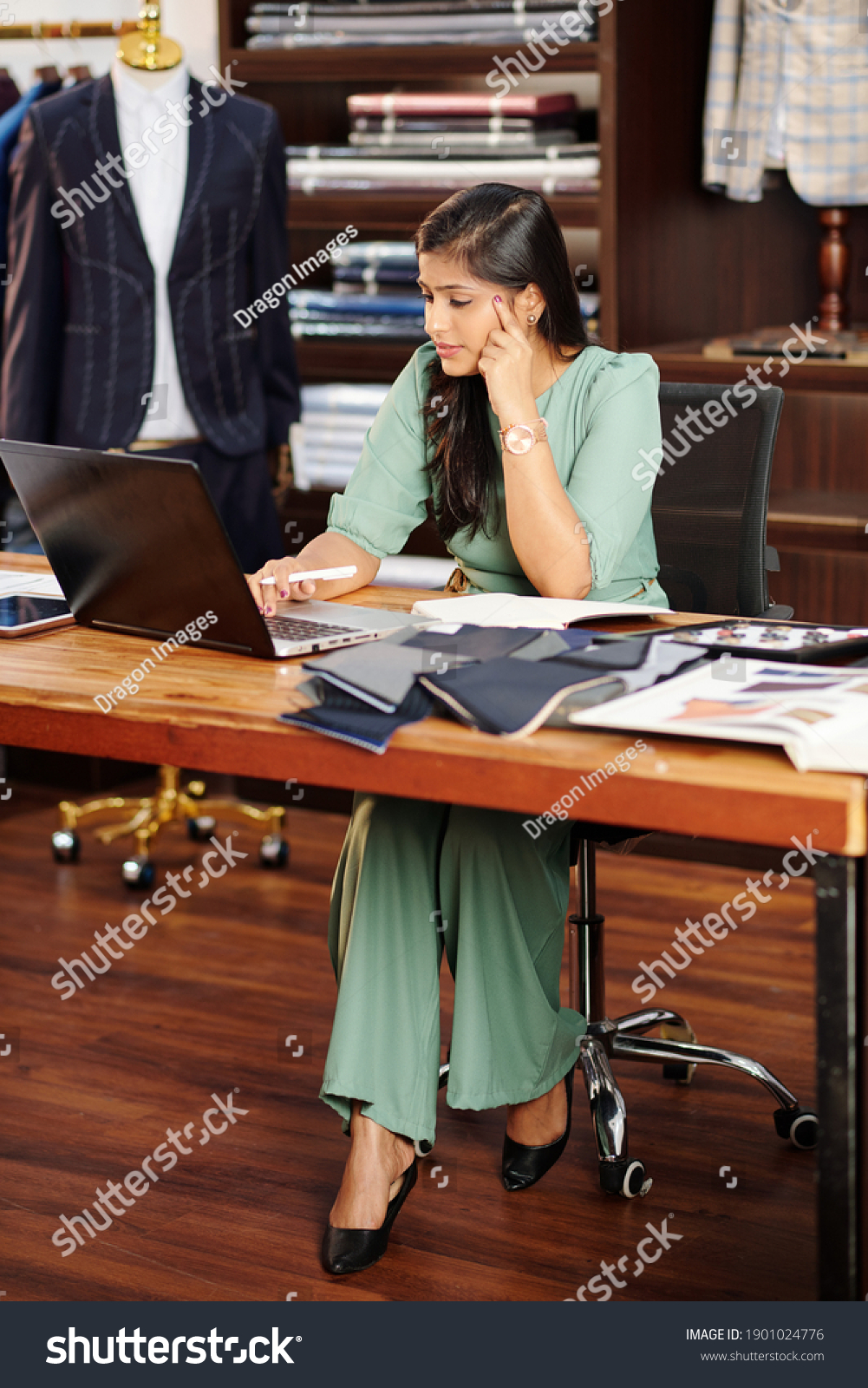 Beautiful Young Indian Fashion Designer Working Stock Photo 1901024776 ...