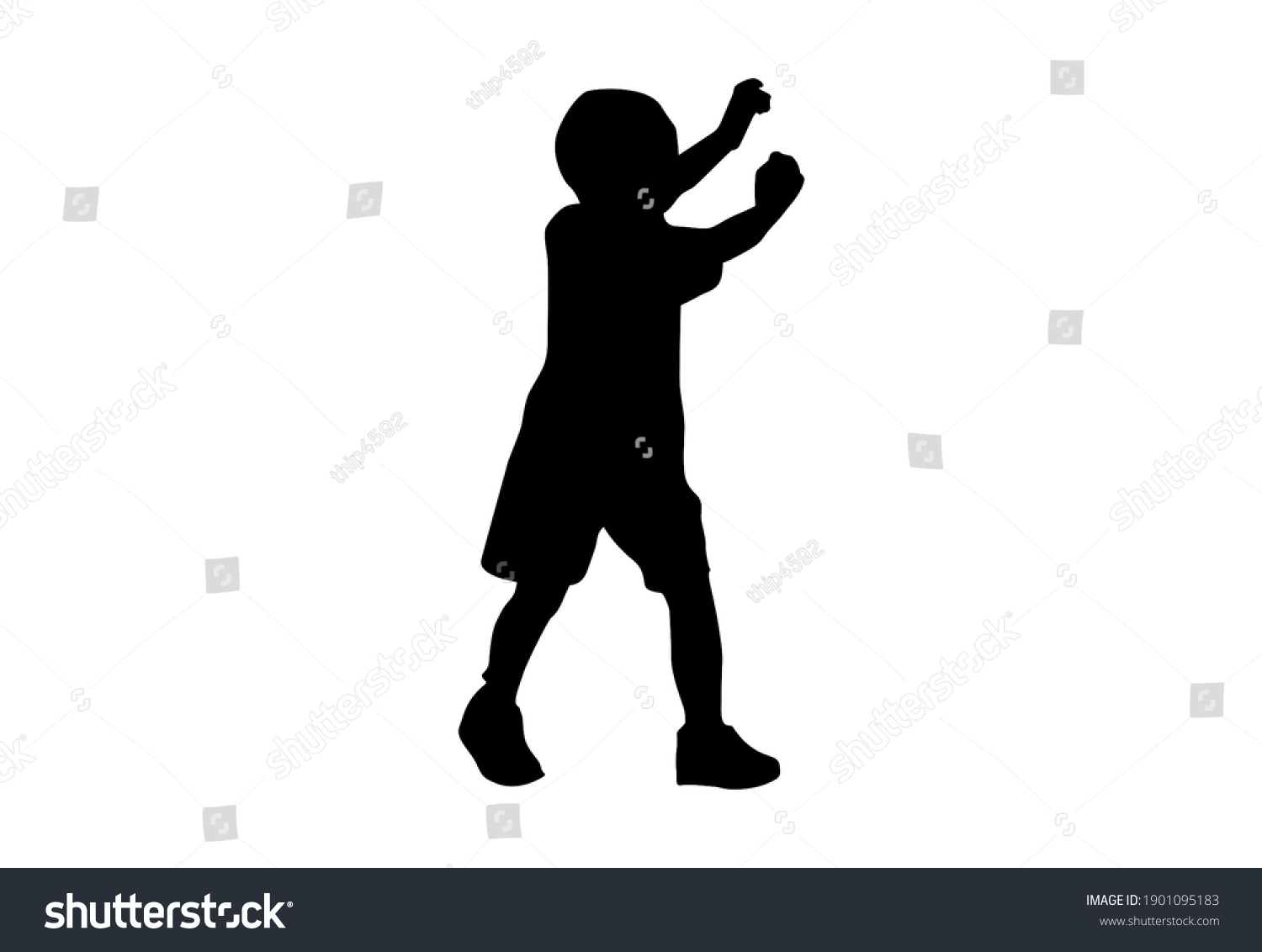 Silhouette Kids Run Exercise White Background Stock Illustration ...