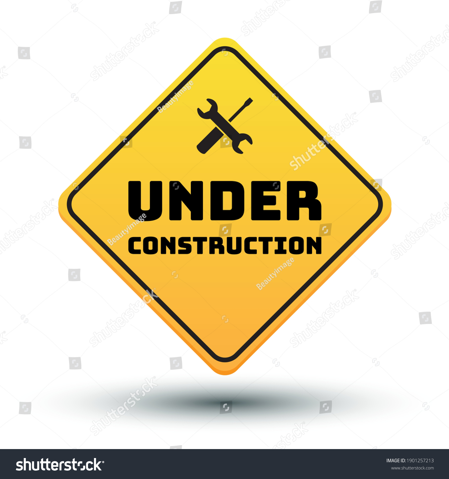 Under Construction Road Sign Shadow Isolated Stock Vector (Royalty Free ...