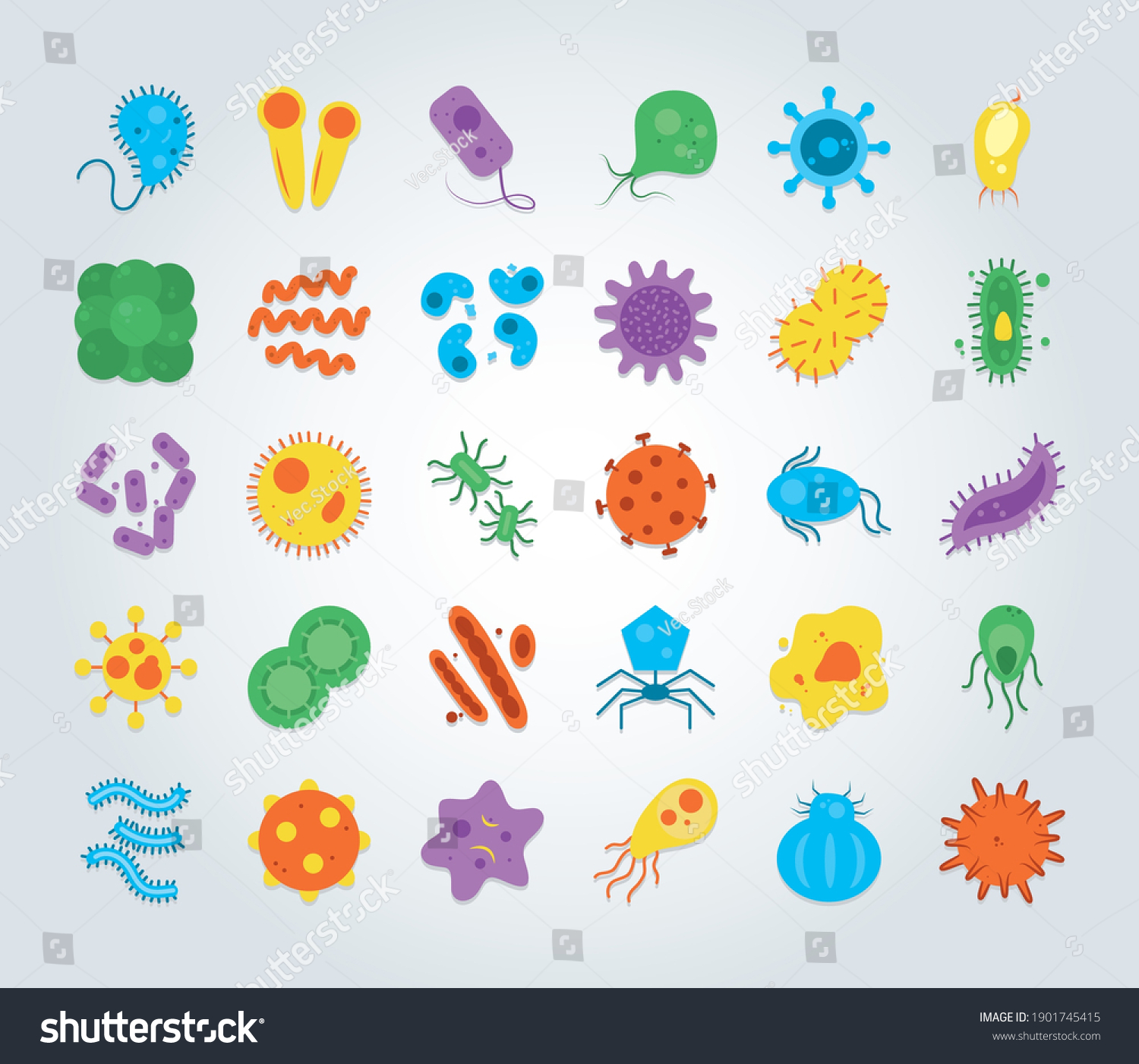 Virus Bacterias Icon Set Over White Stock Vector (Royalty Free ...